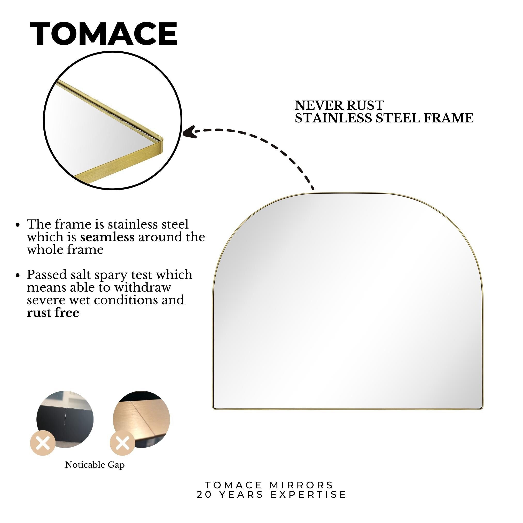 TEHOME Dezerae Large Arch Mirror for Mantel, 40'' W x 32'' H