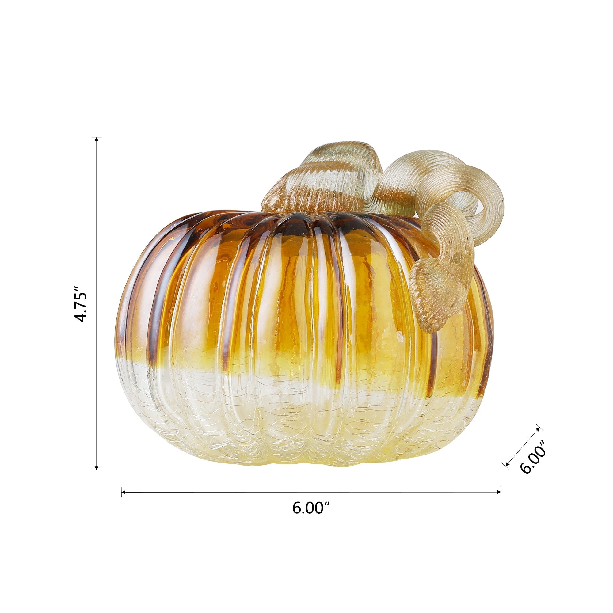 Glitzhome Amber Crackle Handblown Fall Harvest Glass Pumpkins for Thanksgiving Decor