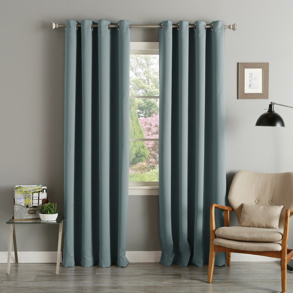 Aurora Home Silvertone Grommet Thermal Insulated Blackout Curtain Panel Pair