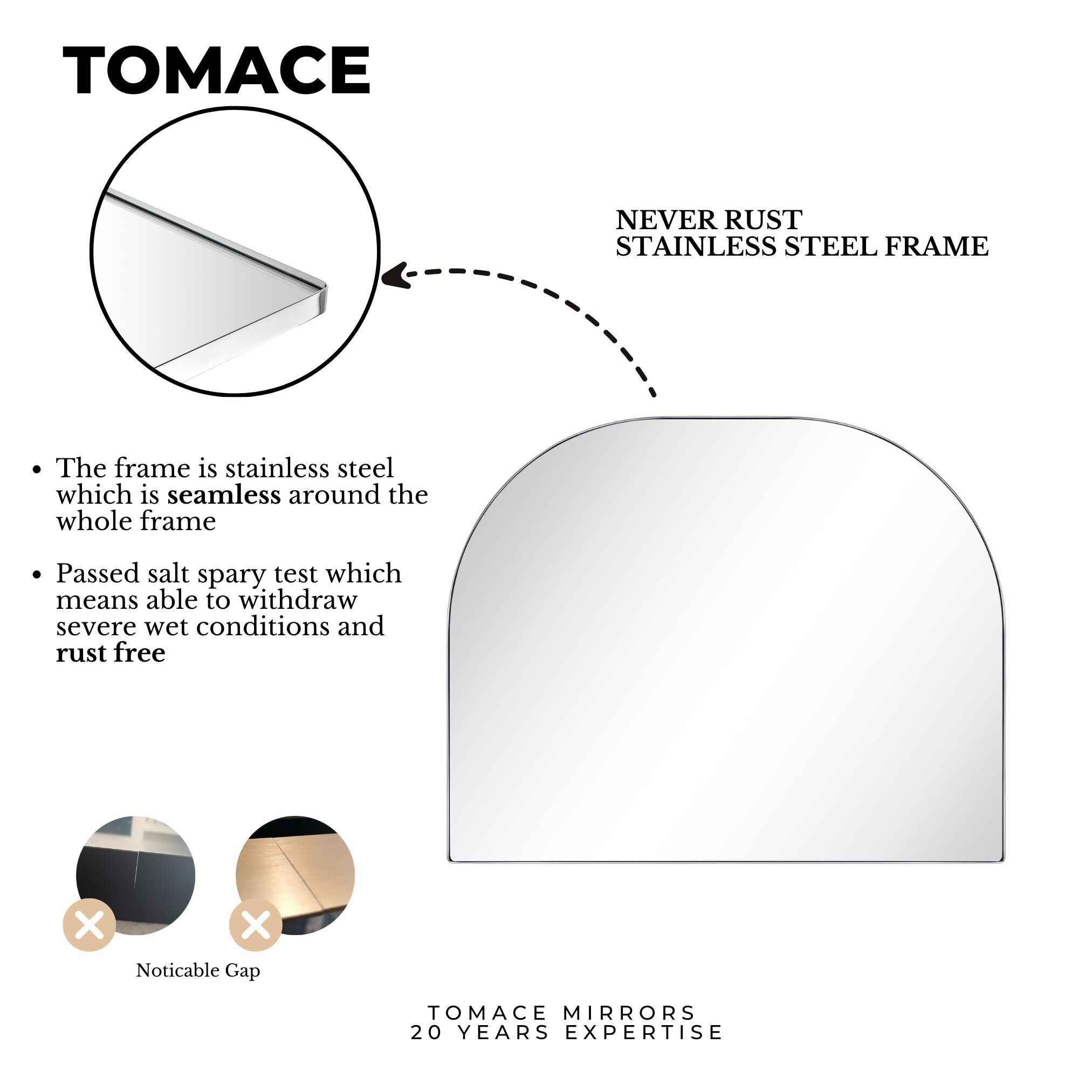 TEHOME Dezerae Large Arch Mirror for Mantel, 40'' W x 32'' H