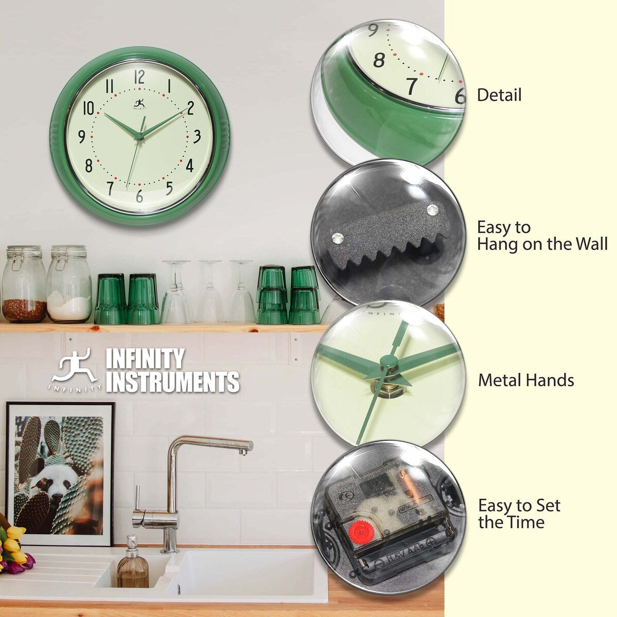 Round Retro Kitchen Wall Clock by Infinity Instruments