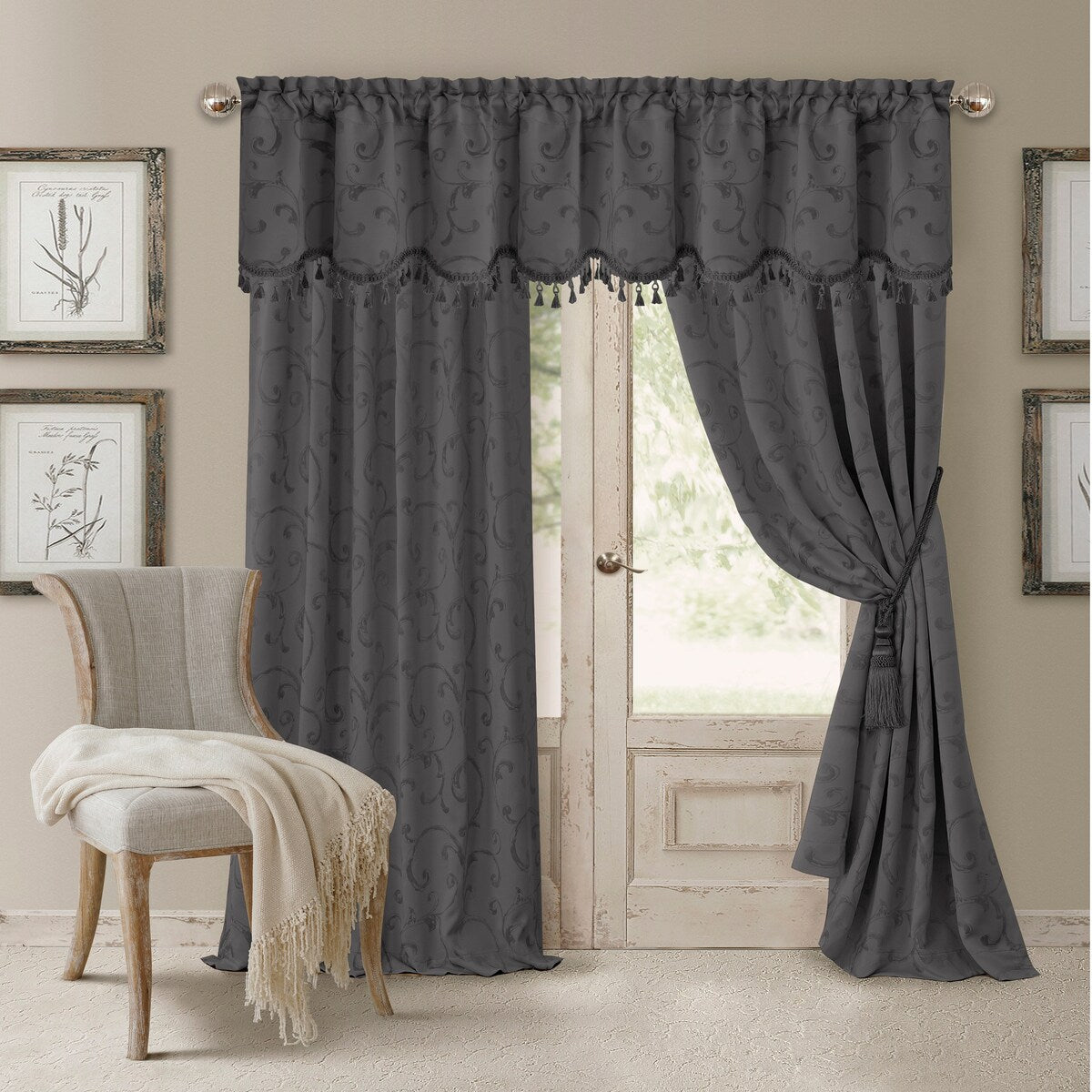 Elrene Mia Jacquard Blackout Curtain Panel