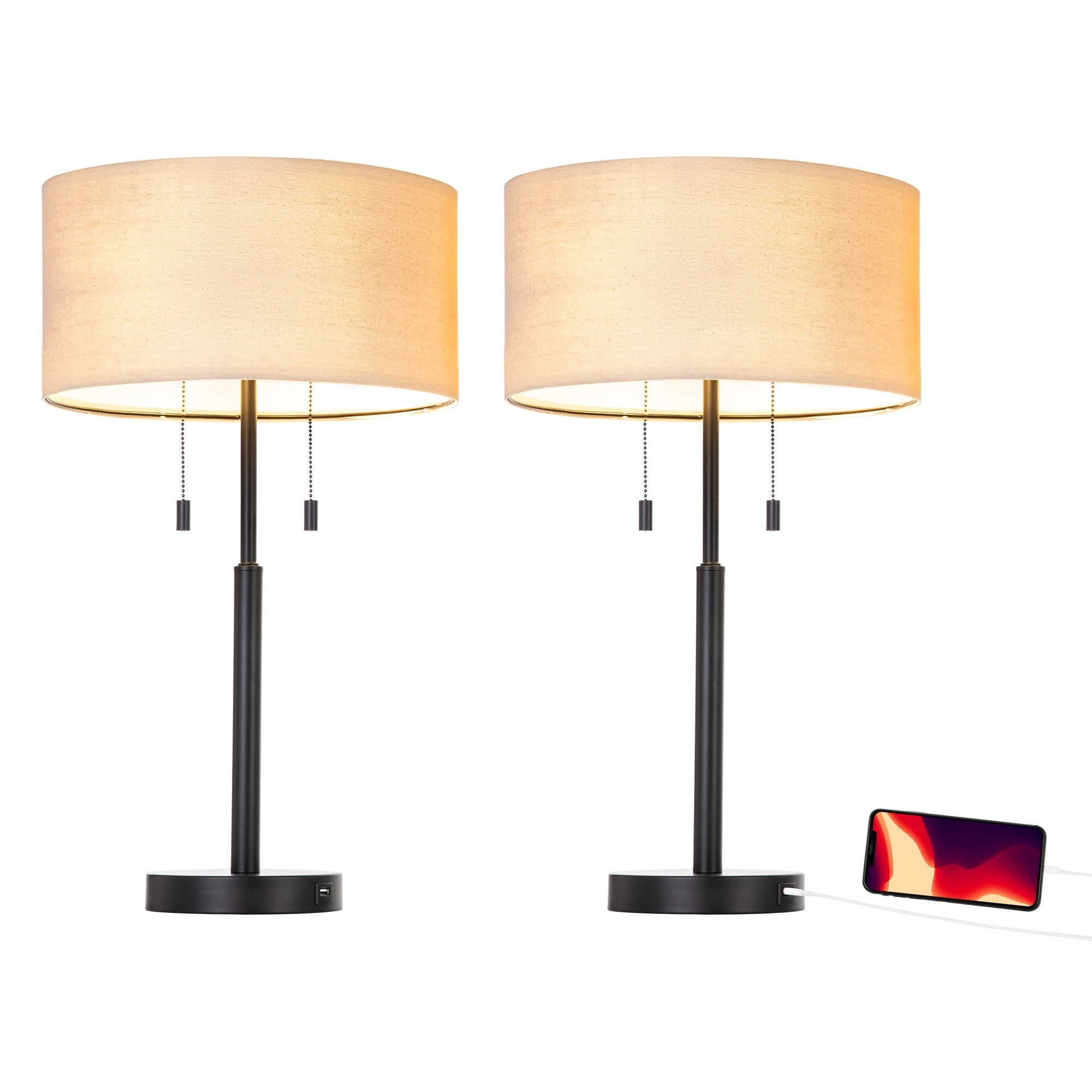 CO-Z 24 Modern Table Lamps with USB Port and AC Outlet, Set of 2 - Set of 2