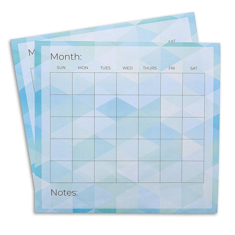 6x Adhesive Blank Monthly Dry Erase Wall Calendar for Schedule Reminder 14x12.5