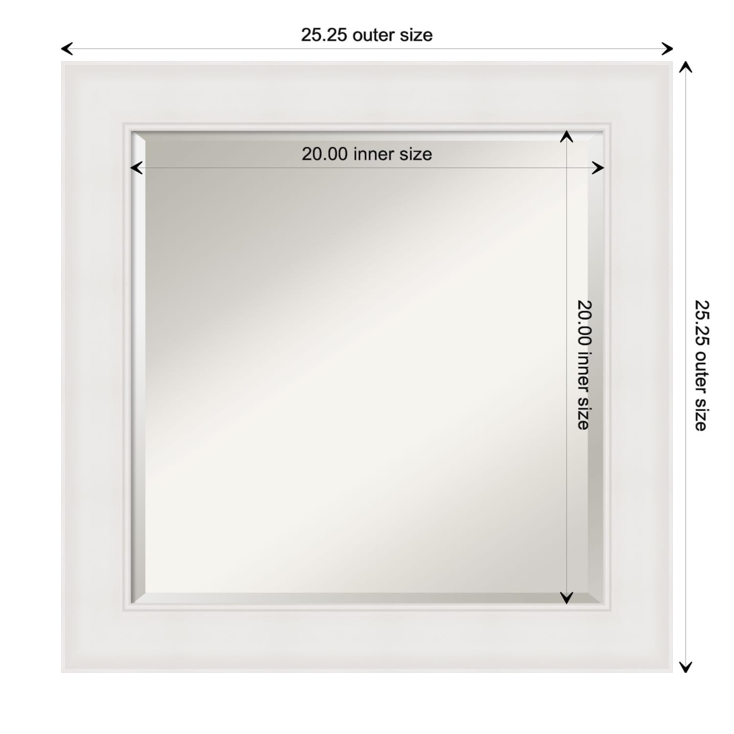 Textured White Beveled Framed Bathroom Vanity Wall Mirror - Textured White