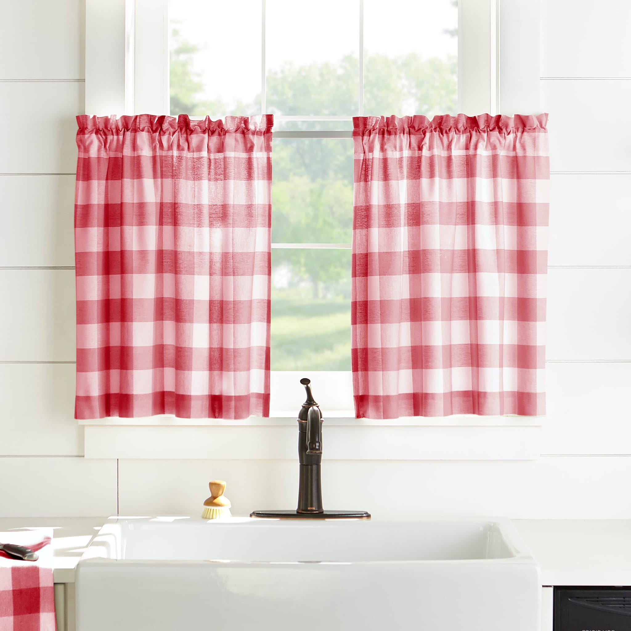 The Gray Barn Emily Gulch Buffalo Check Kitchen Curtain Tier Set