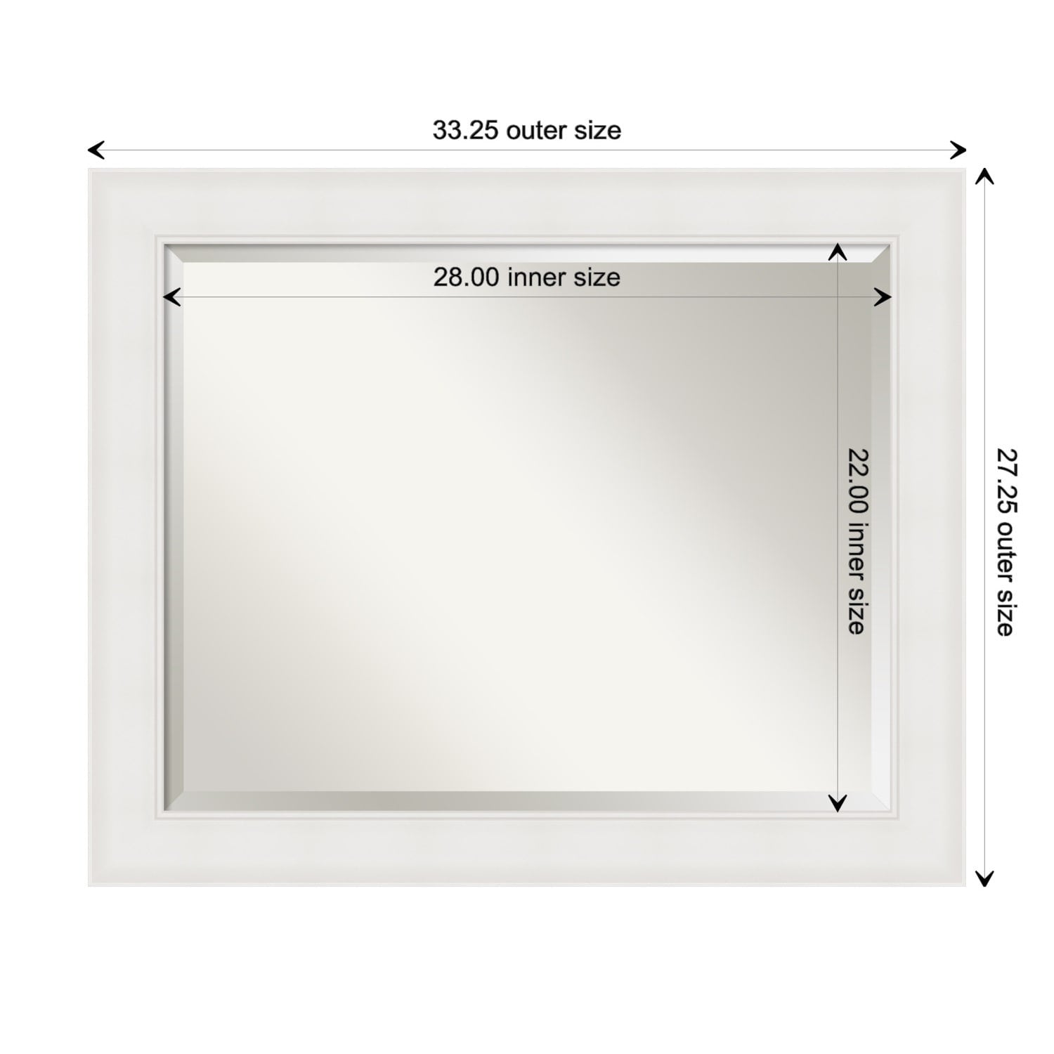 Textured White Beveled Framed Bathroom Vanity Wall Mirror - Textured White