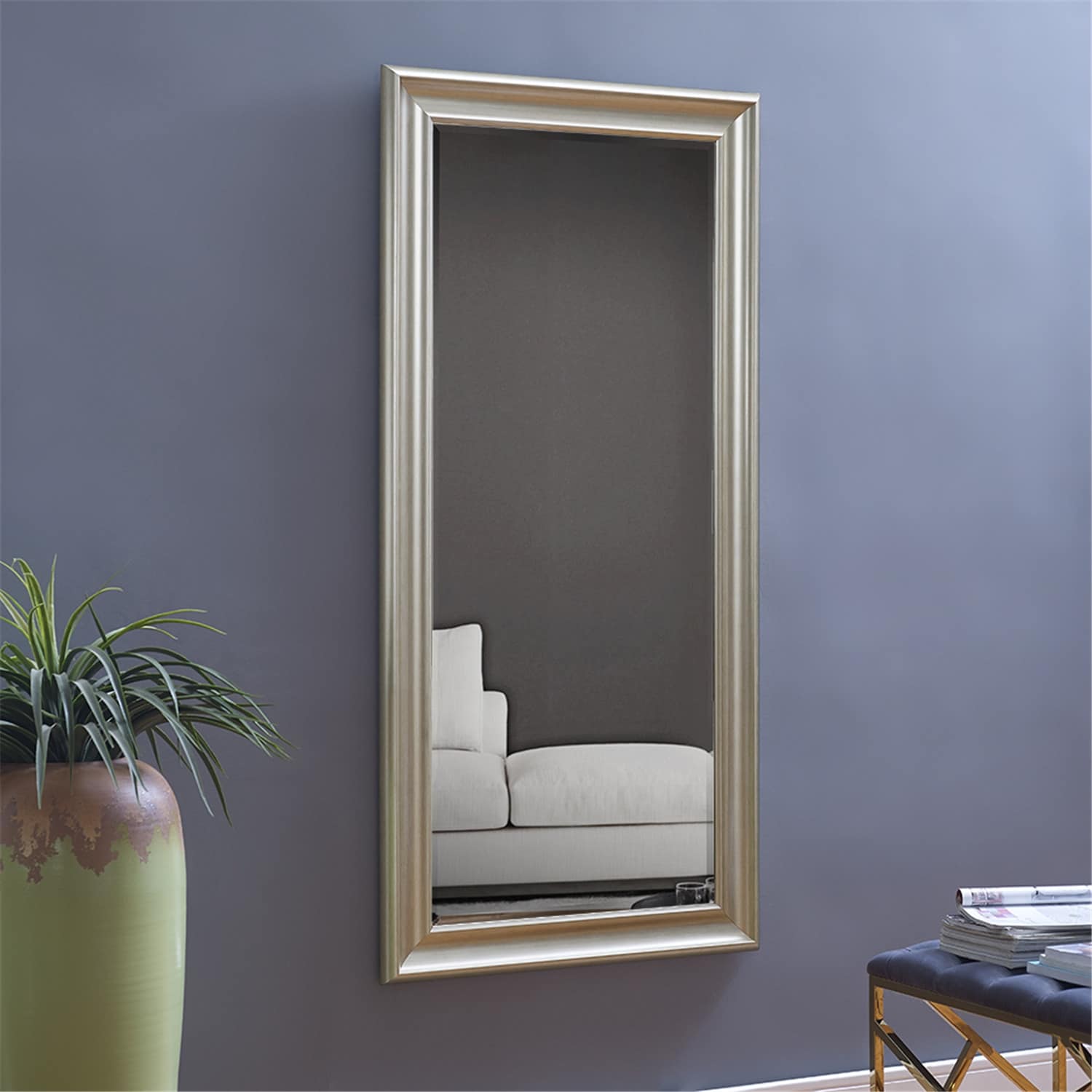 Tall Mirror Full Body Oversized Mirror Smooth Faux Wood Frame Rectangle Wall Mounted Hanging Mirror