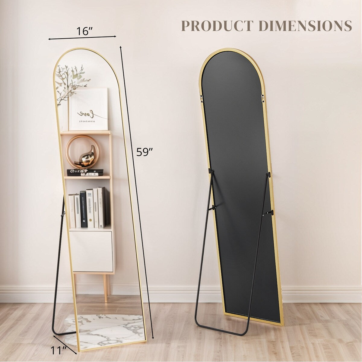 Mirror Full Length Body Wall Mirrors with Shatter-Proof Glass, Floor Standing for Bedroom Cloakroom