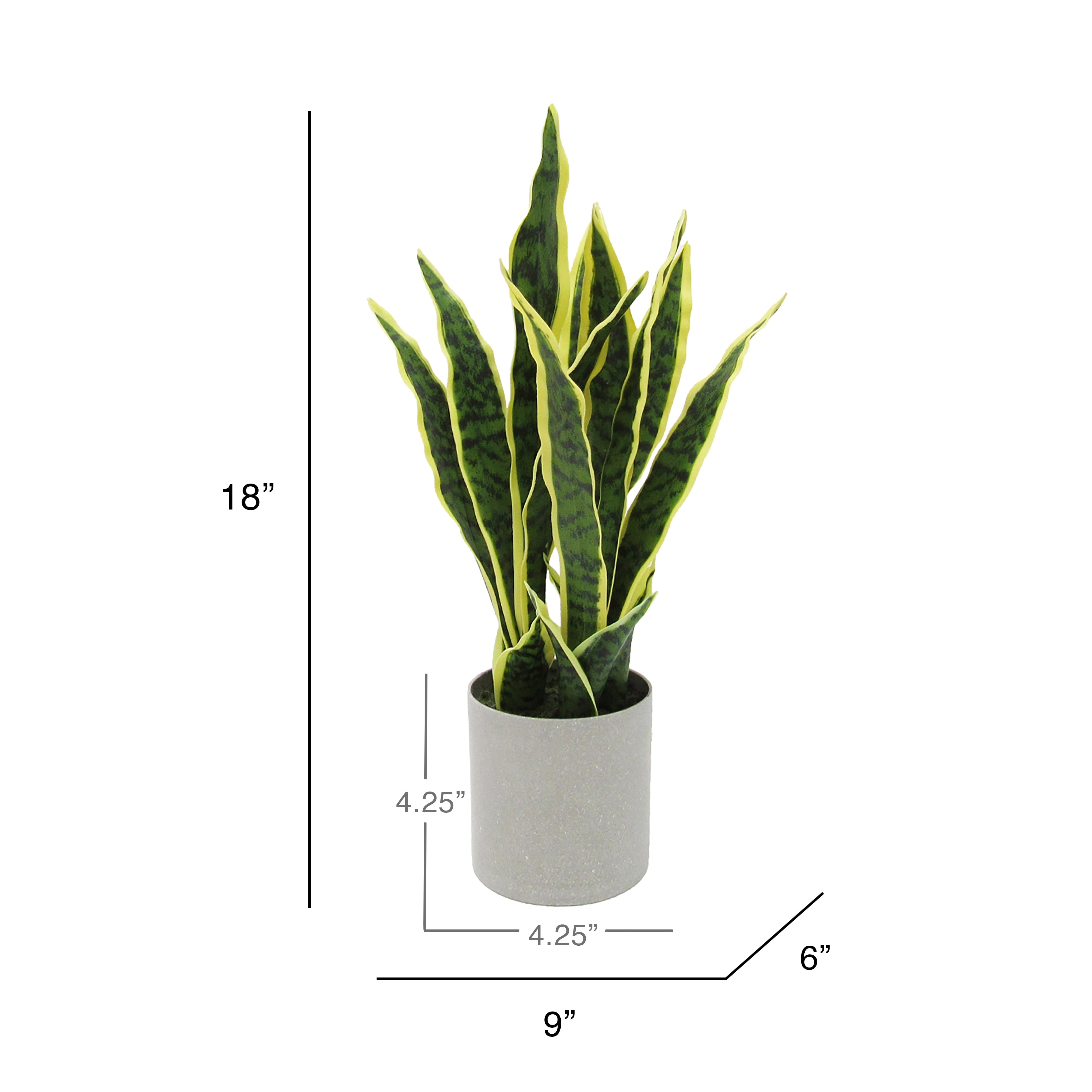 Artificial Sansevieria Snake Plant in Grey Pot