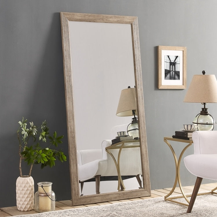 Rustic Full-Length Floor Mirror - 66 x 32 Rectangular Wood Frame Full Body Mirror for Living room, Bedroom