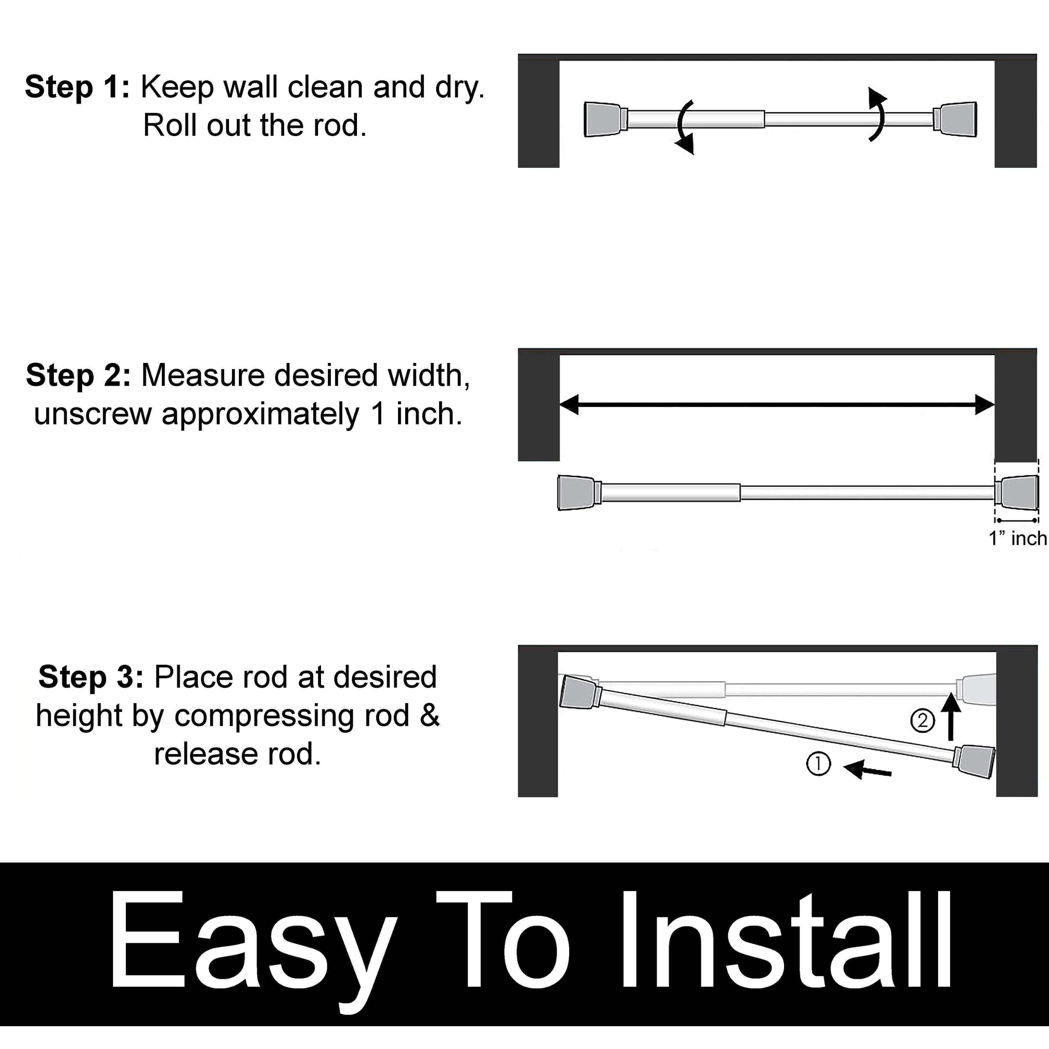 White Adjustable Spring Tension Curtain Rod Heavy Duty Anti-slip