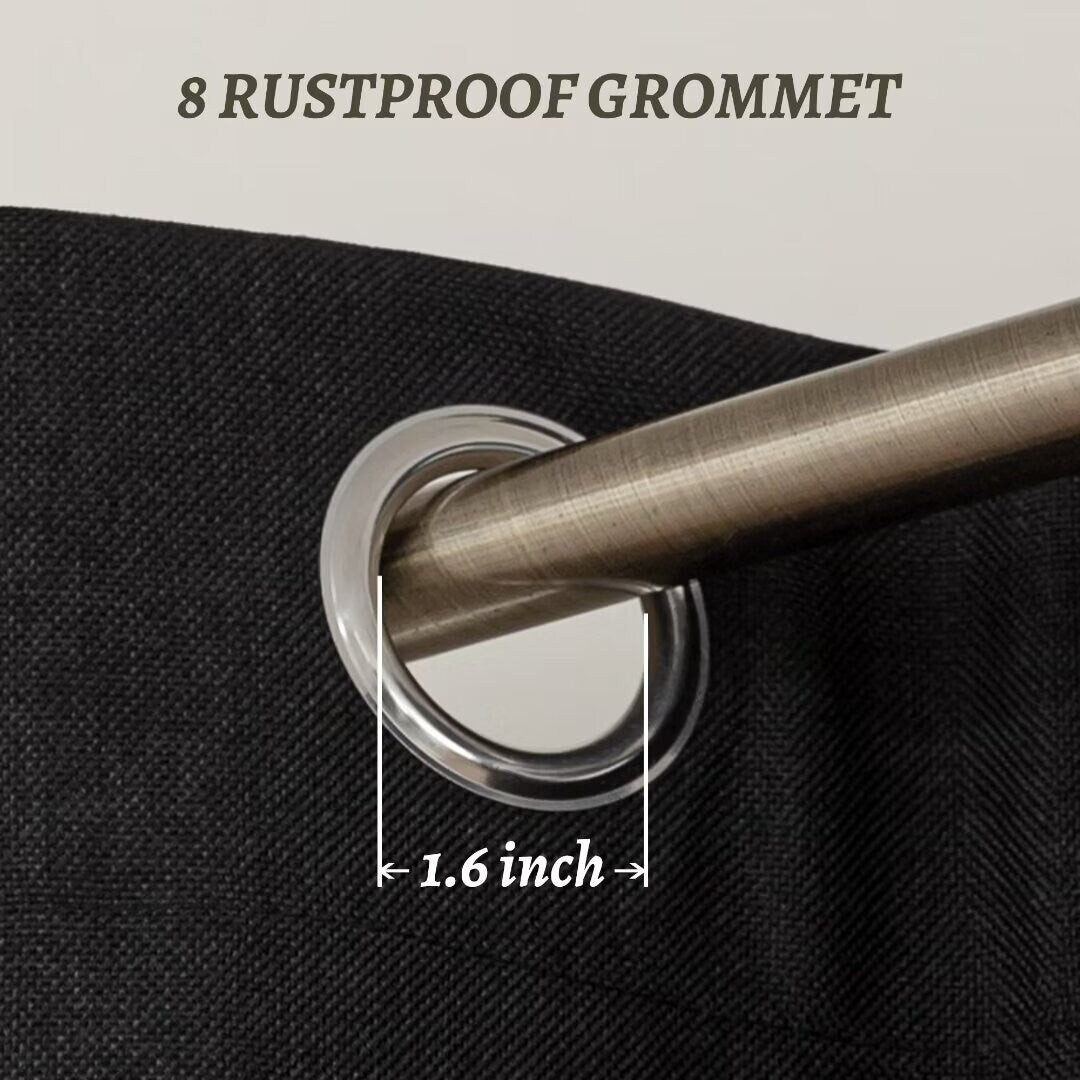 Linen Textured 100% Blackout Grommet Curtain Pair(Set of 2)