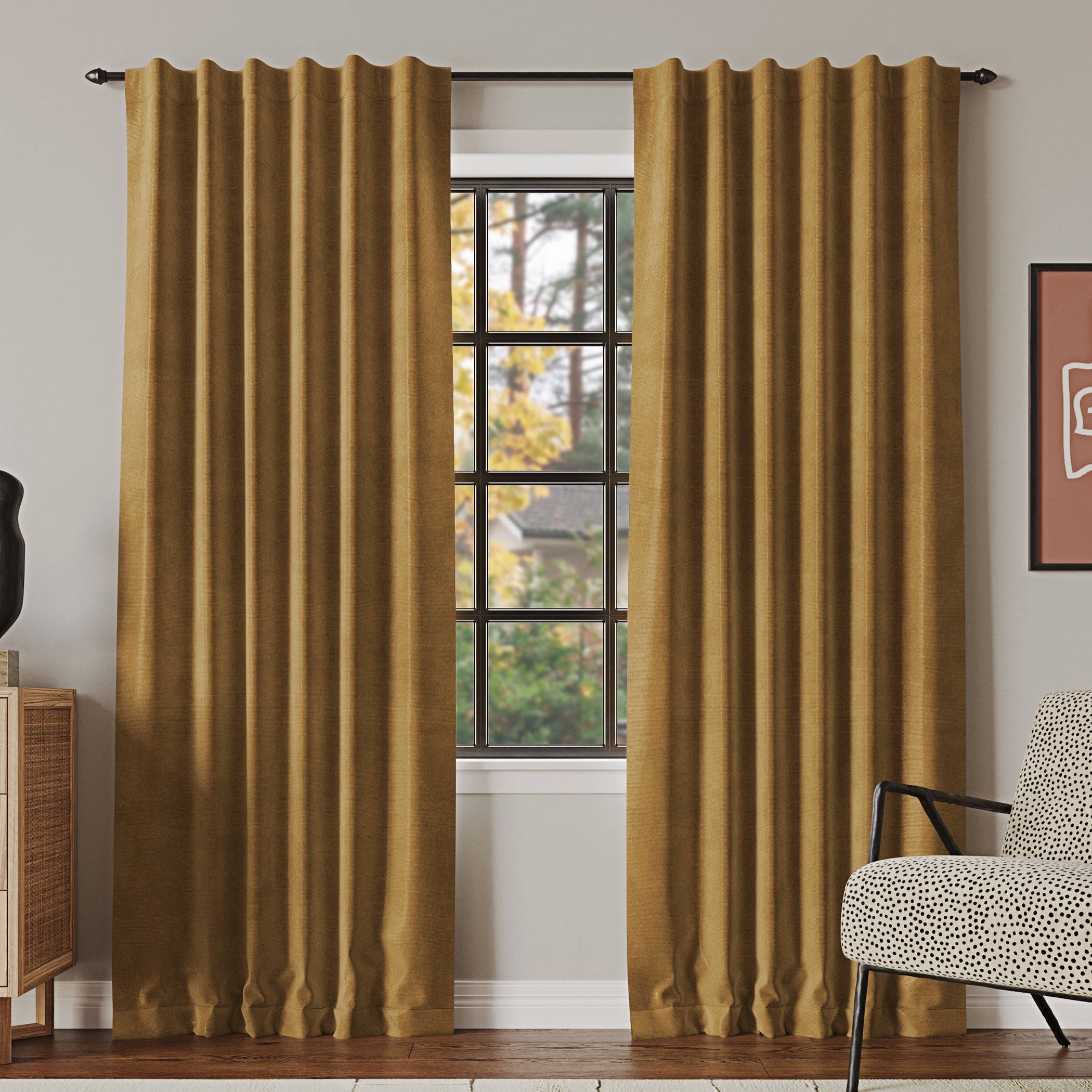 Sun Zero Amherst Velvet Noise Reducing Thermal Extreme Total Blackout Back Tab Curtain Panel, Single Panel