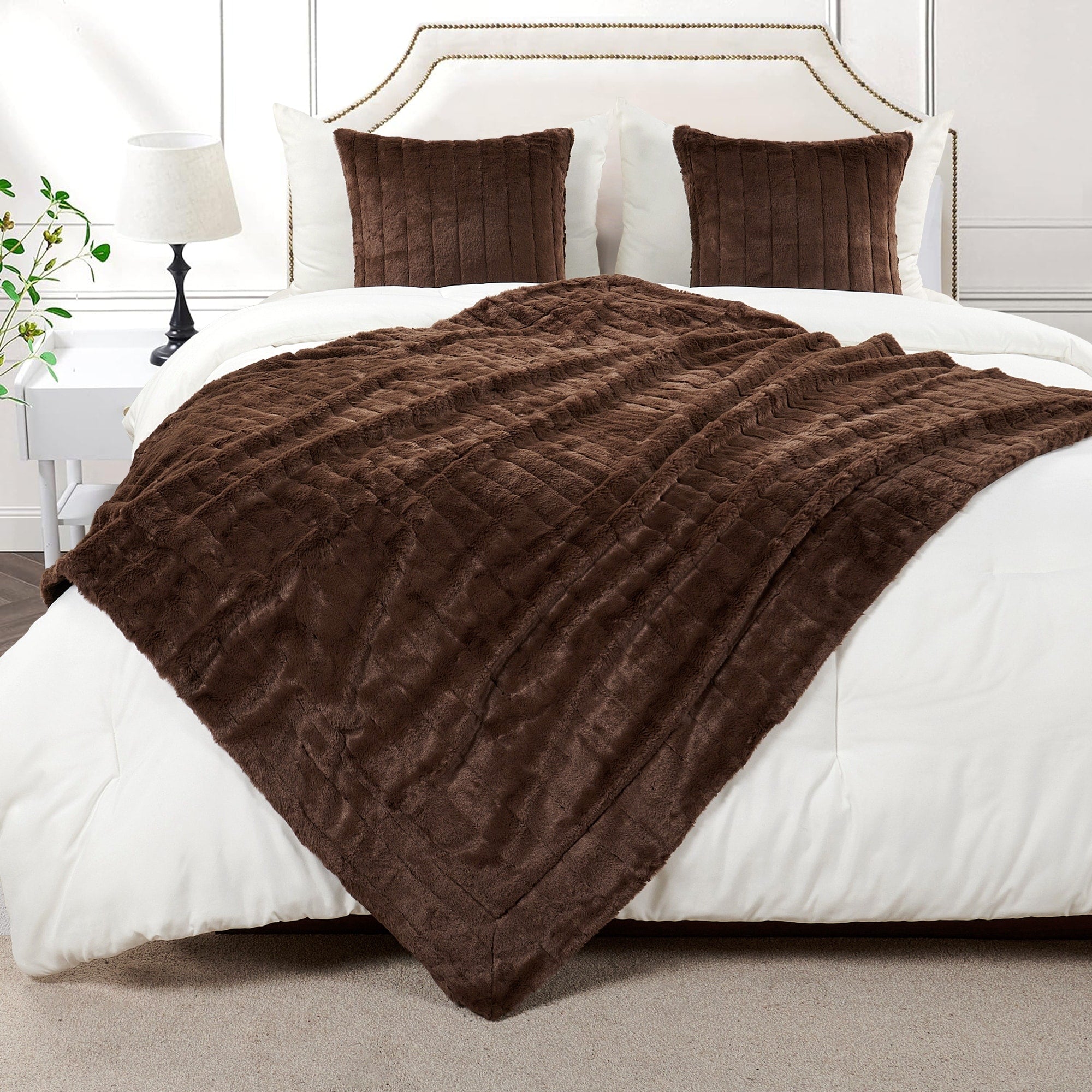 FakeFur Throw & 2 Pillow Shell Combo Set