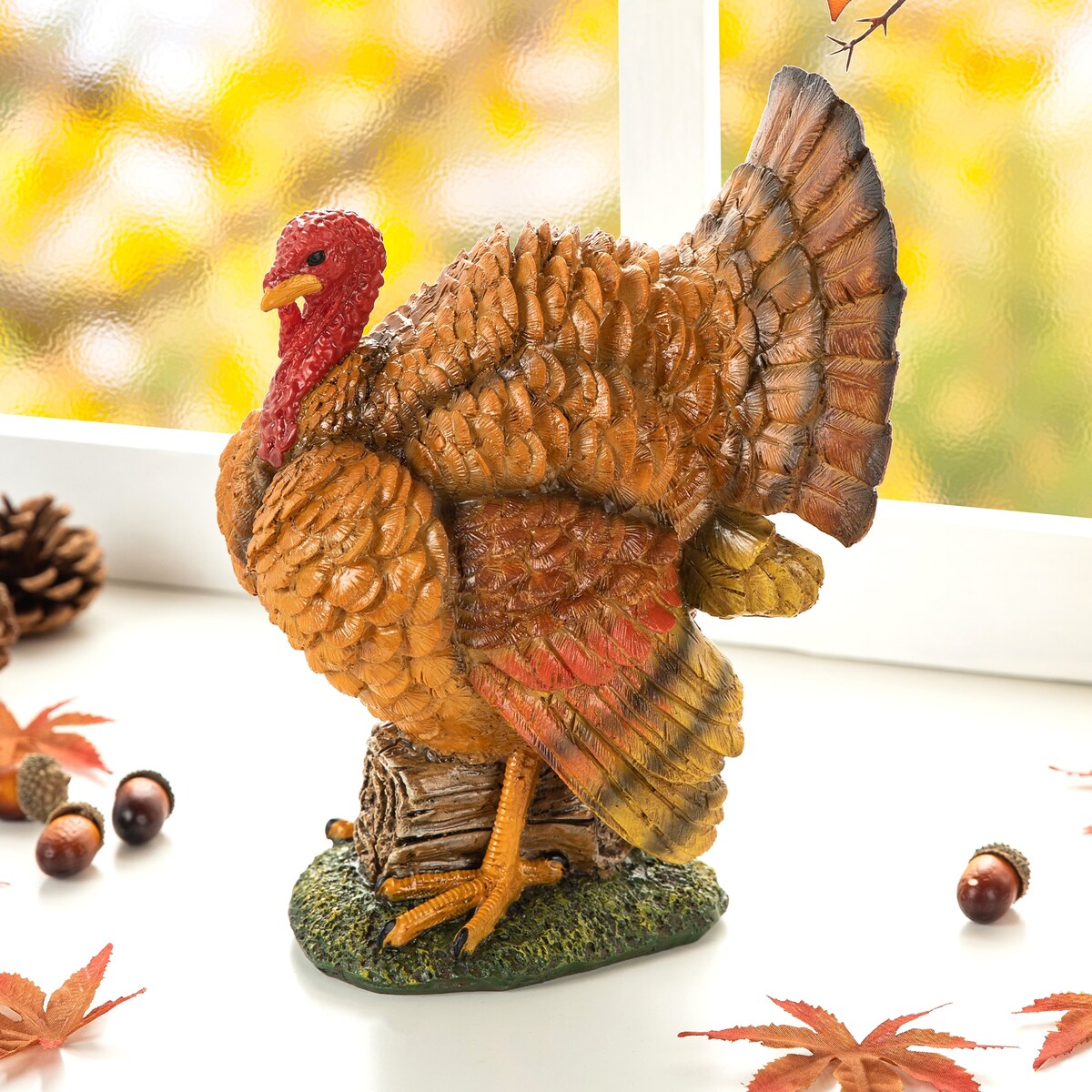 Glitzhome 9.5H Thanksgiving Resin Turkey Table Decor