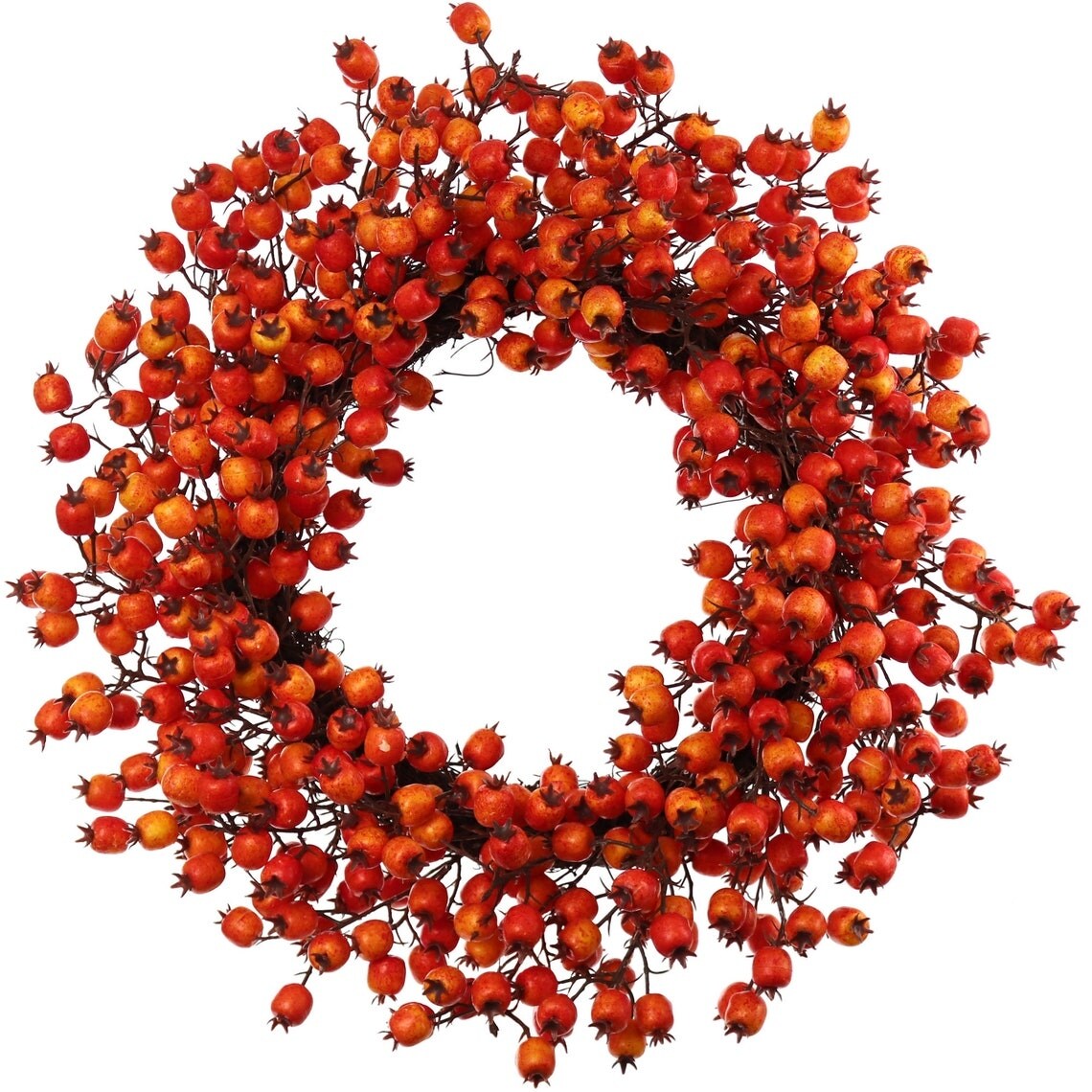 Berry Wreath Orange Decorative Fall Wreath for Front Door- 18 - 18 Inches