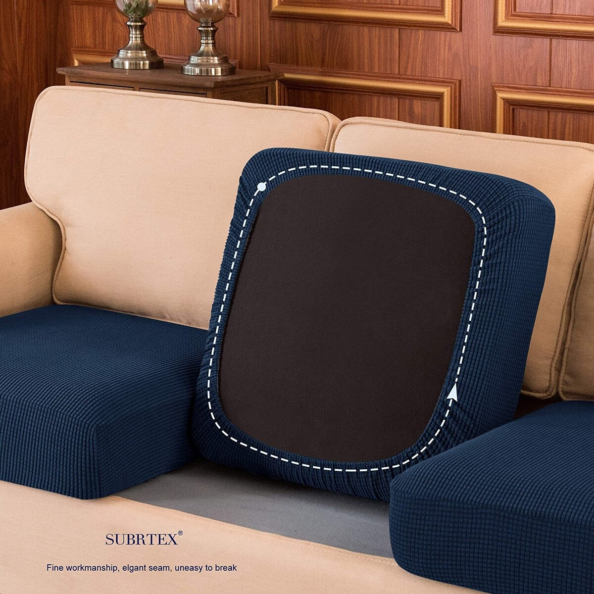 Subrtex 2-Piece Stretch Separate Sofa Cushion Cover Elastic Slipcover