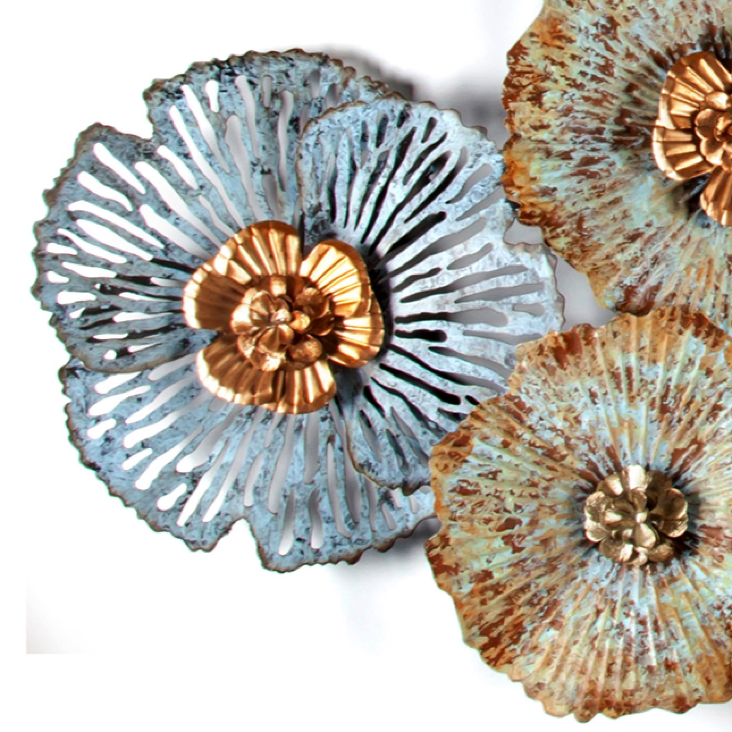 Carbon Loft Multi-color Metal Distressed Flower Wall Art