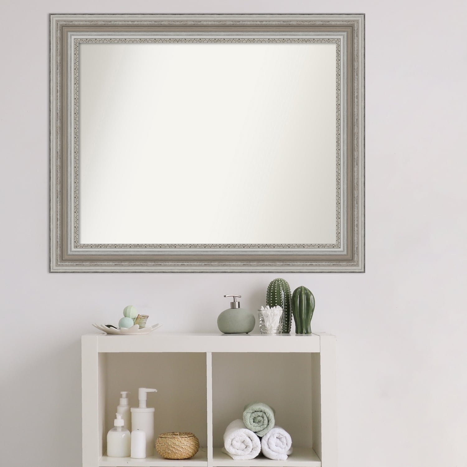 Non-Beveled Bathroom Wall Mirror - Parlor Silver Frame