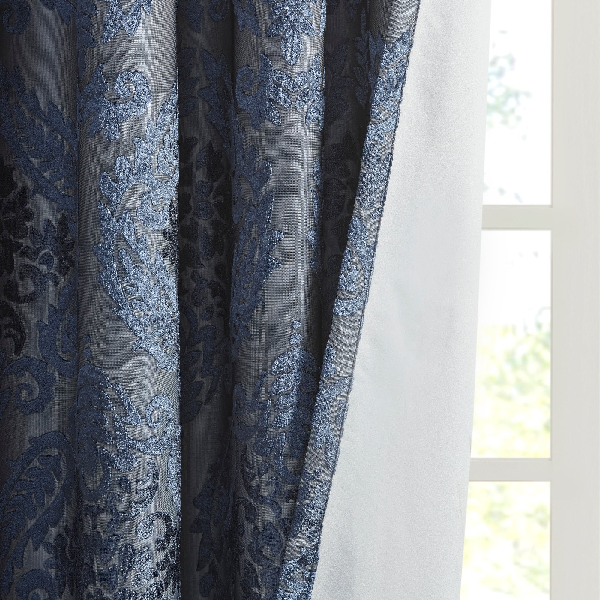 Loraine Knitted Jacquard Paisley Total Blackout Grommet Top Curtain Panel by SunSmart