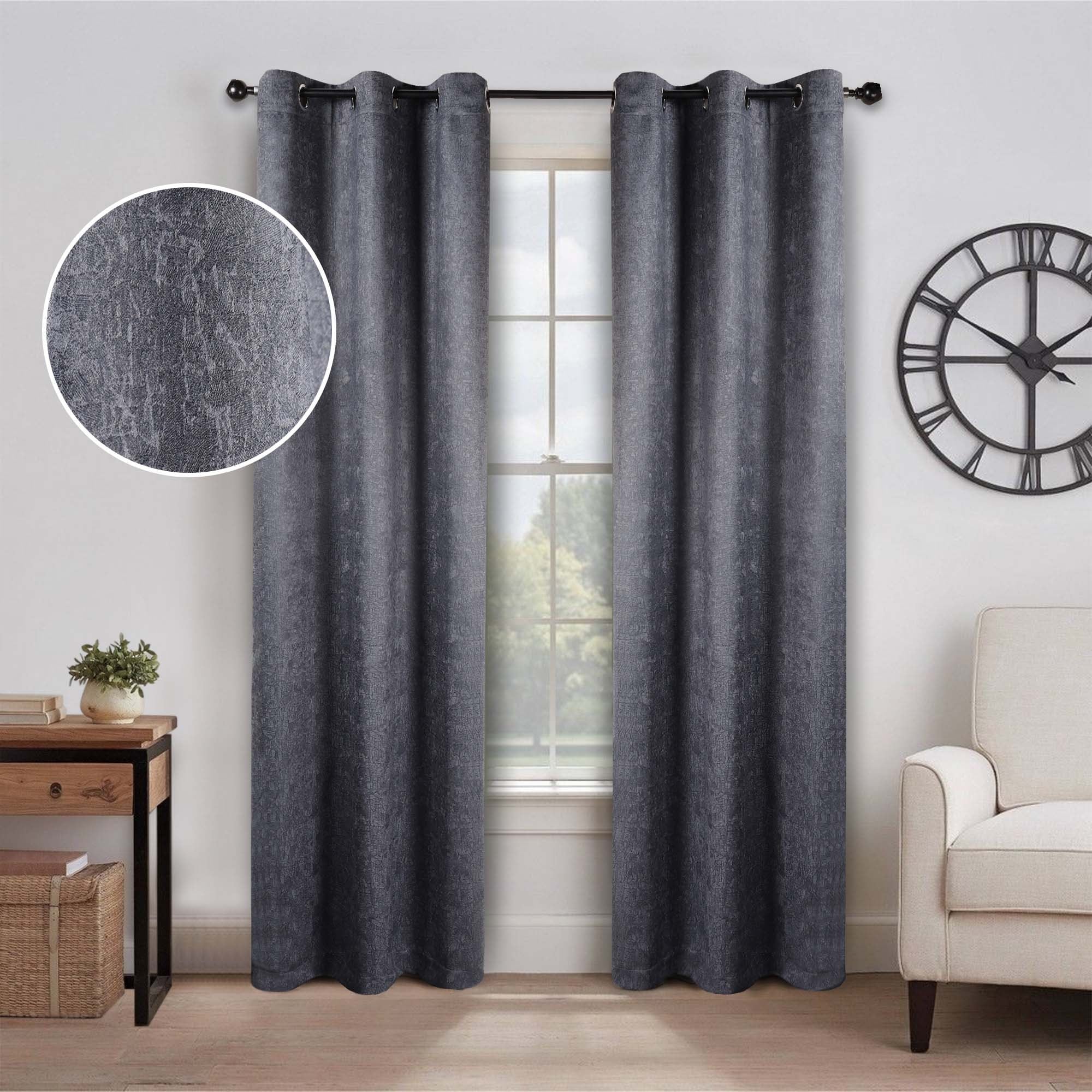 Superior Rustic Textured Abstract Room Darkening Blackout Curtains, Rod Pocket or Grommets, Set of 2