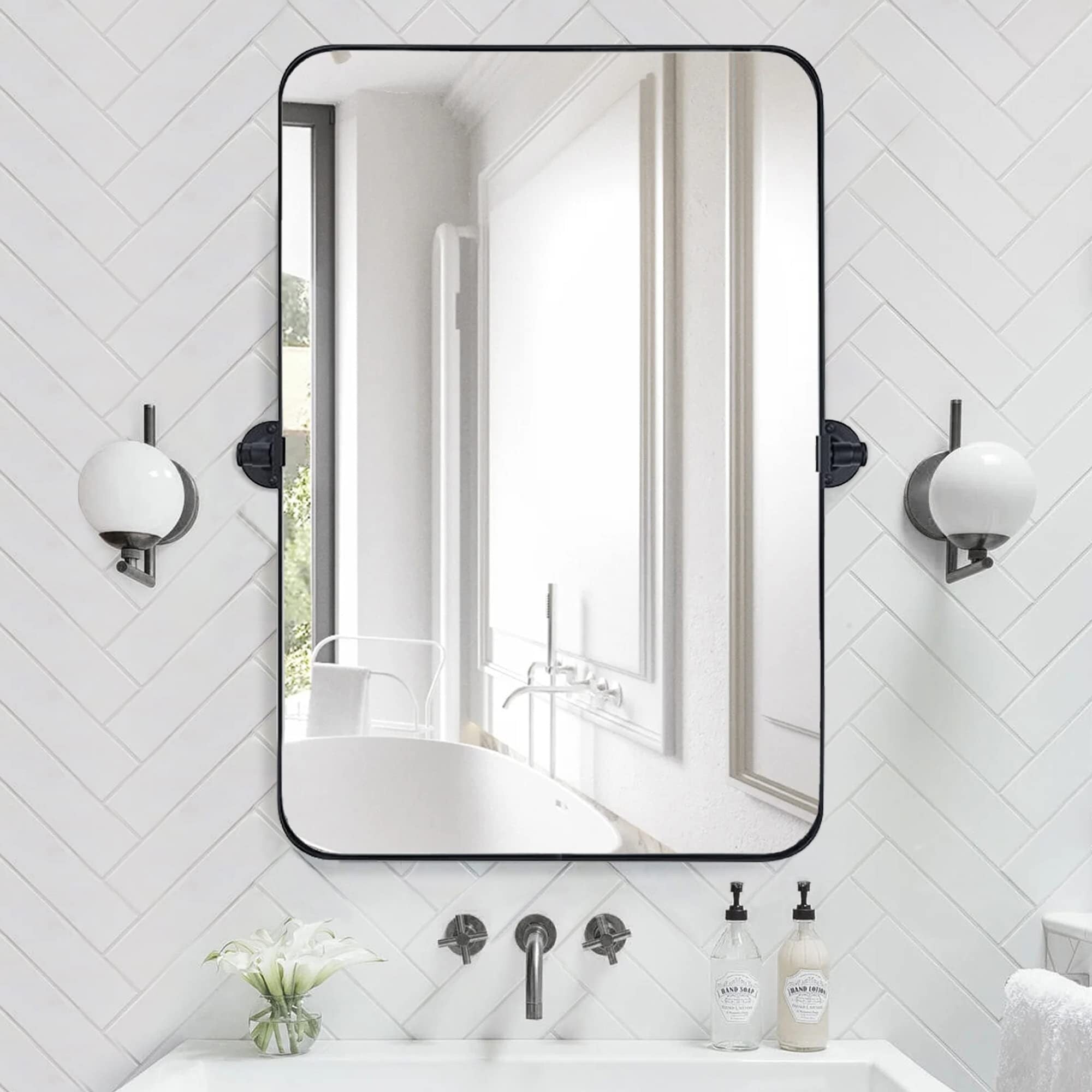 TEHOME Jonathan Rectangle Pivot Tilt Metal Wall Mirror