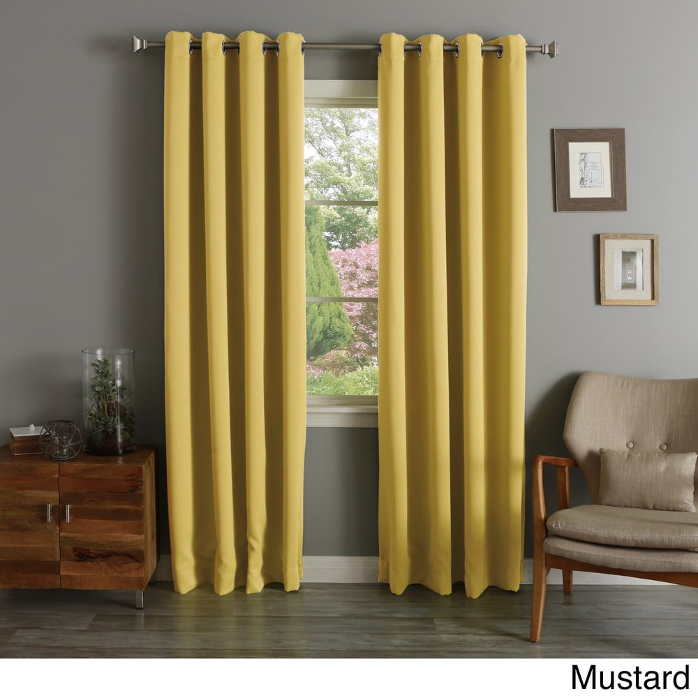 Aurora Home Silvertone Grommet Thermal Insulated Blackout Curtain Panel Pair