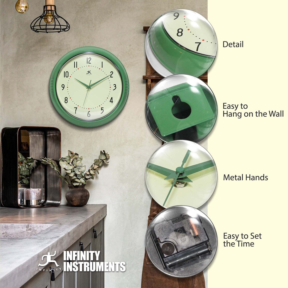 Round Retro Kitchen Wall Clock by Infinity Instruments