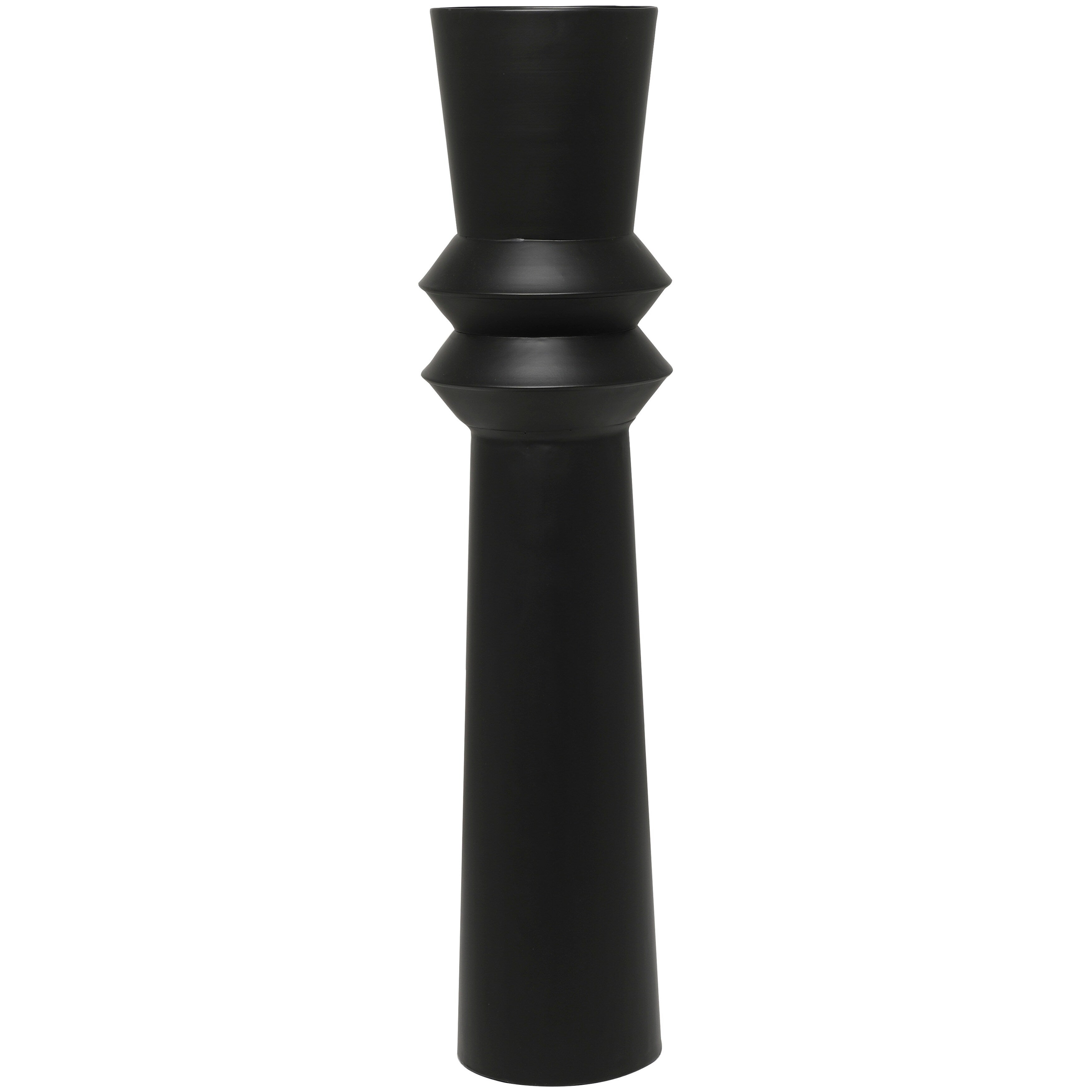 The Novogratz Black Metal Tall Art Deco Fluted Floor Vase