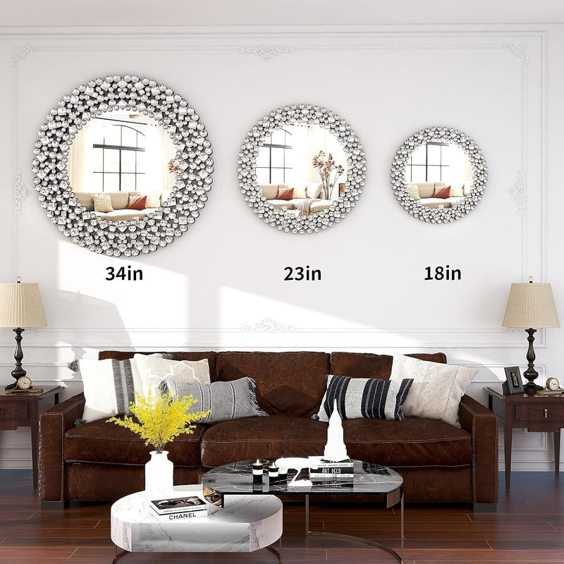 Crystal Accent Round Wall Mirror