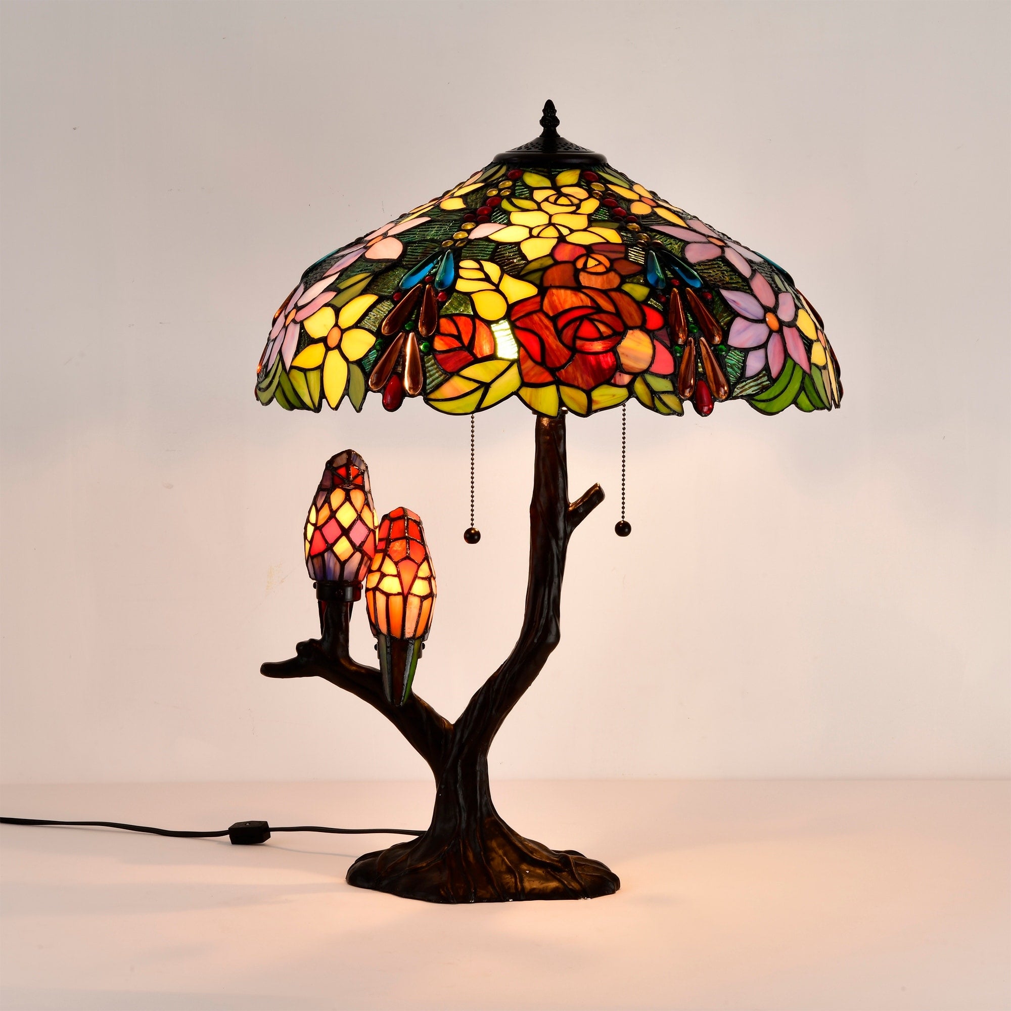 Tiffany-style Sarah Camille Tree Table Lamp by Warehouse of Tiffany