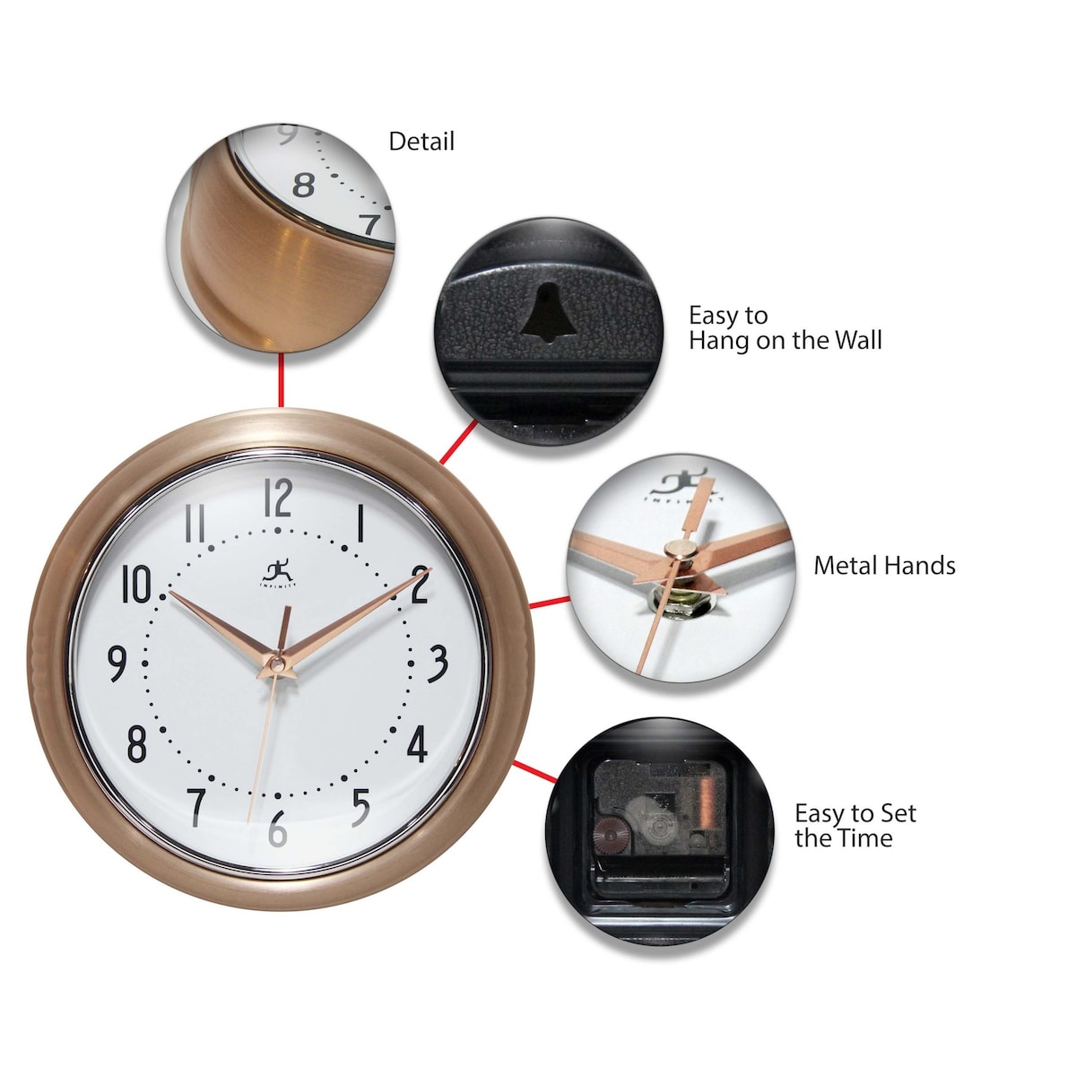 Round Retro Kitchen Wall Clock by Infinity Instruments