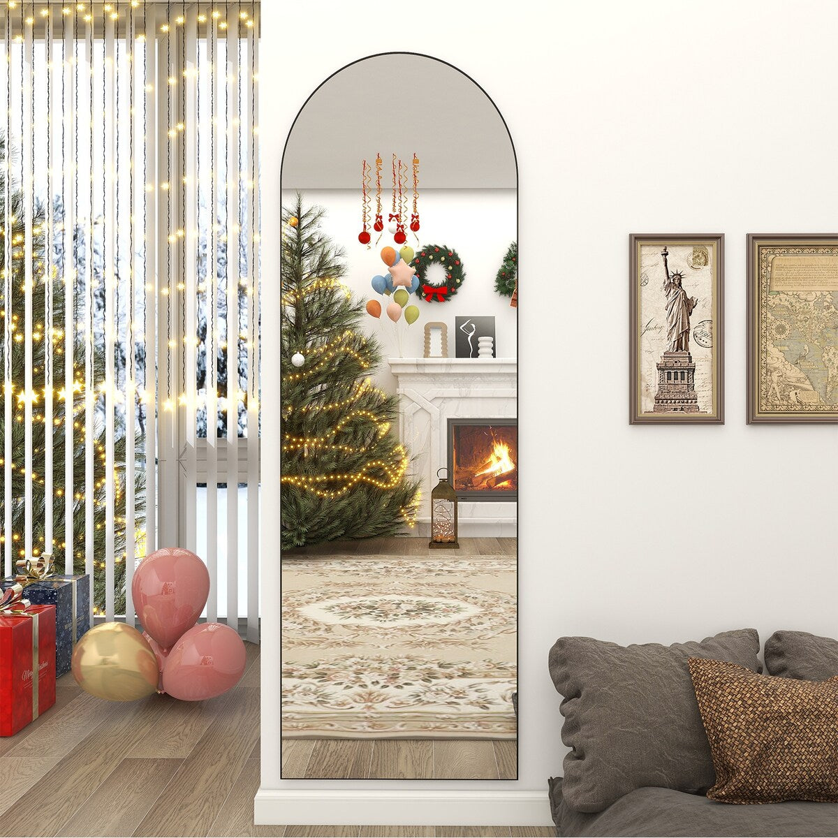 Arched Full Length Floor Mirror Full Body Standing Mirror Wall Decor