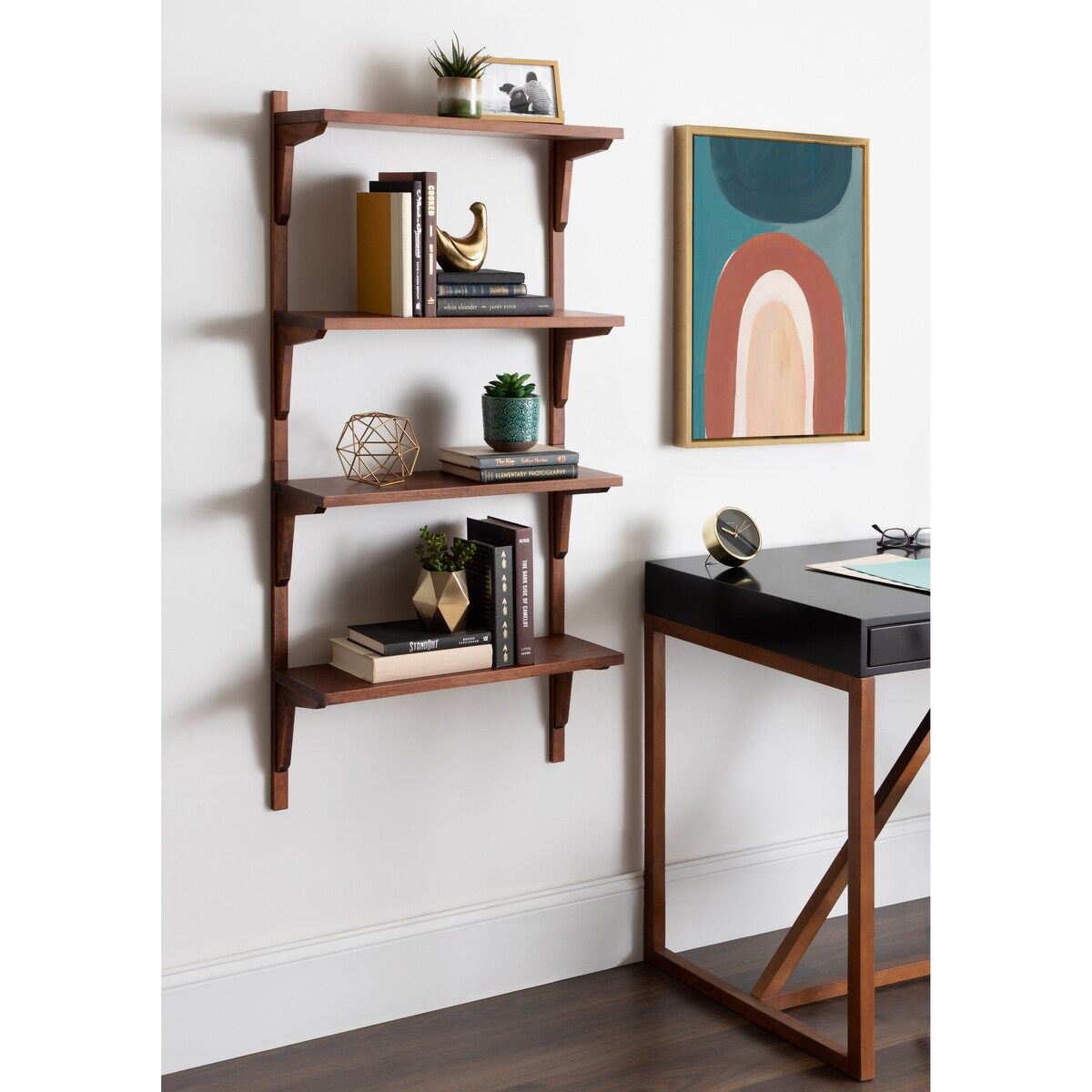 Kate and Laurel Meridien Mid-Century Wall Shelves - 24x8x24