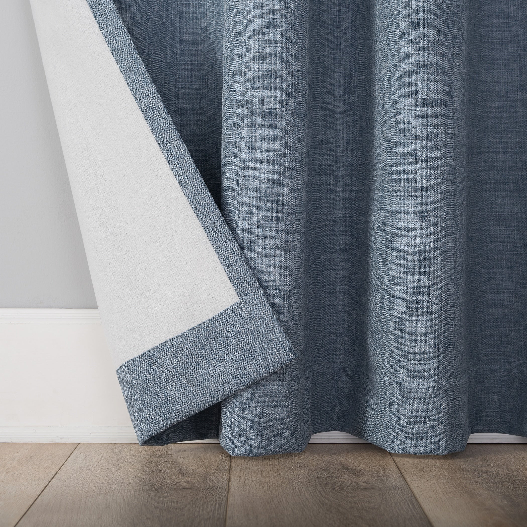 Sun Zero Channing Grid Texture Draft Shield Fleece Insulated Total Blackout Grommet Curtain Panel, Single Panel