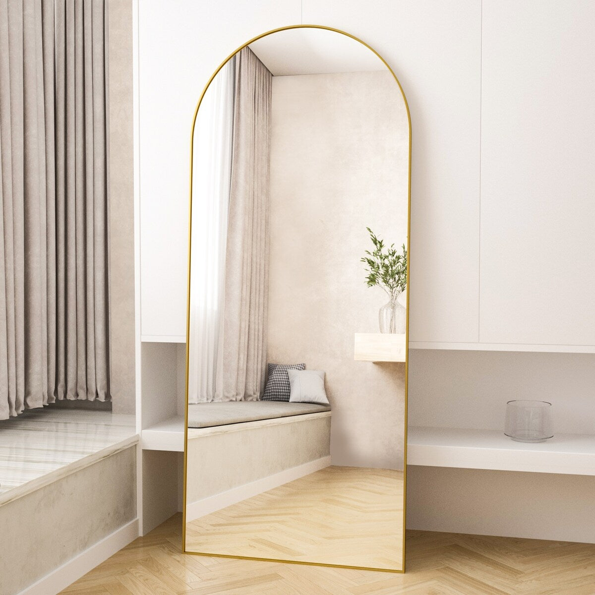 Arched Full Length Floor Mirror Full Body Standing Mirror Wall Decor