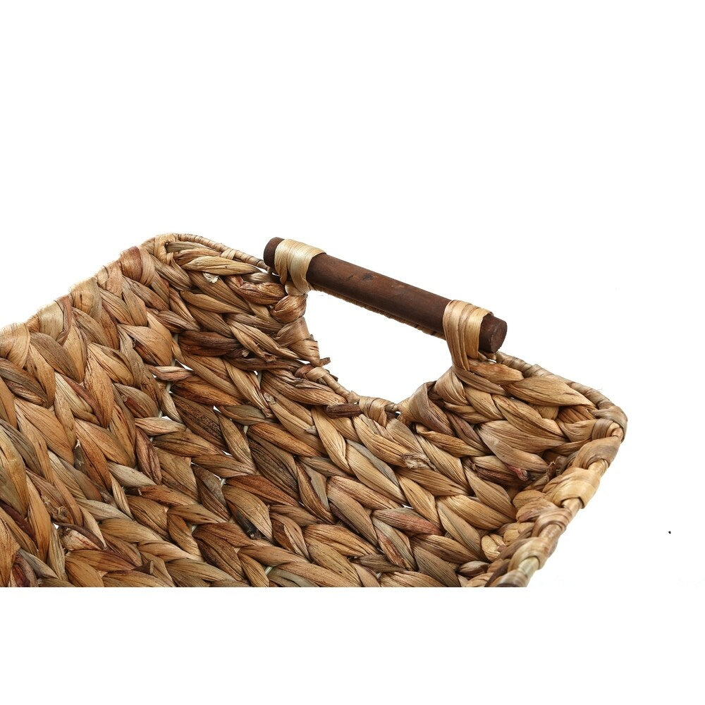 15 Hyacinth & Wood Handled Basket by Trademark Innovations