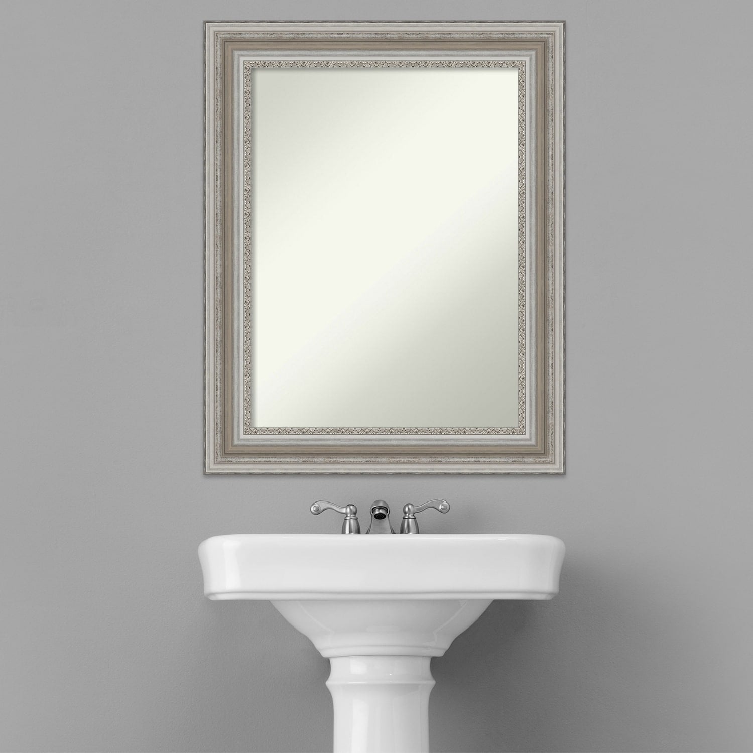 Non-Beveled Bathroom Wall Mirror - Parlor Silver Frame