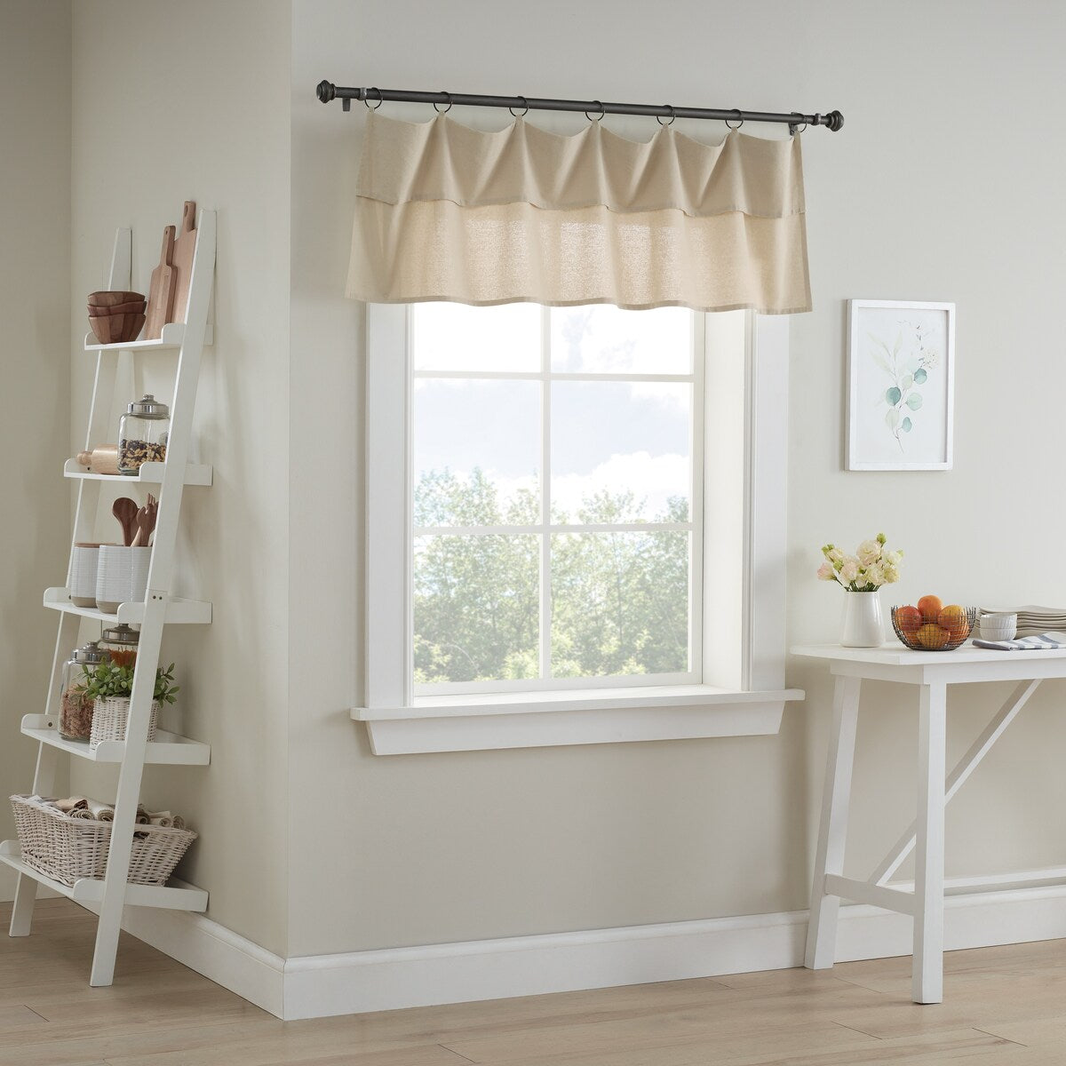 Mercantile Drop Cloth Light Filtering Ring and Tab Top Farmhouse Valance, 16x60