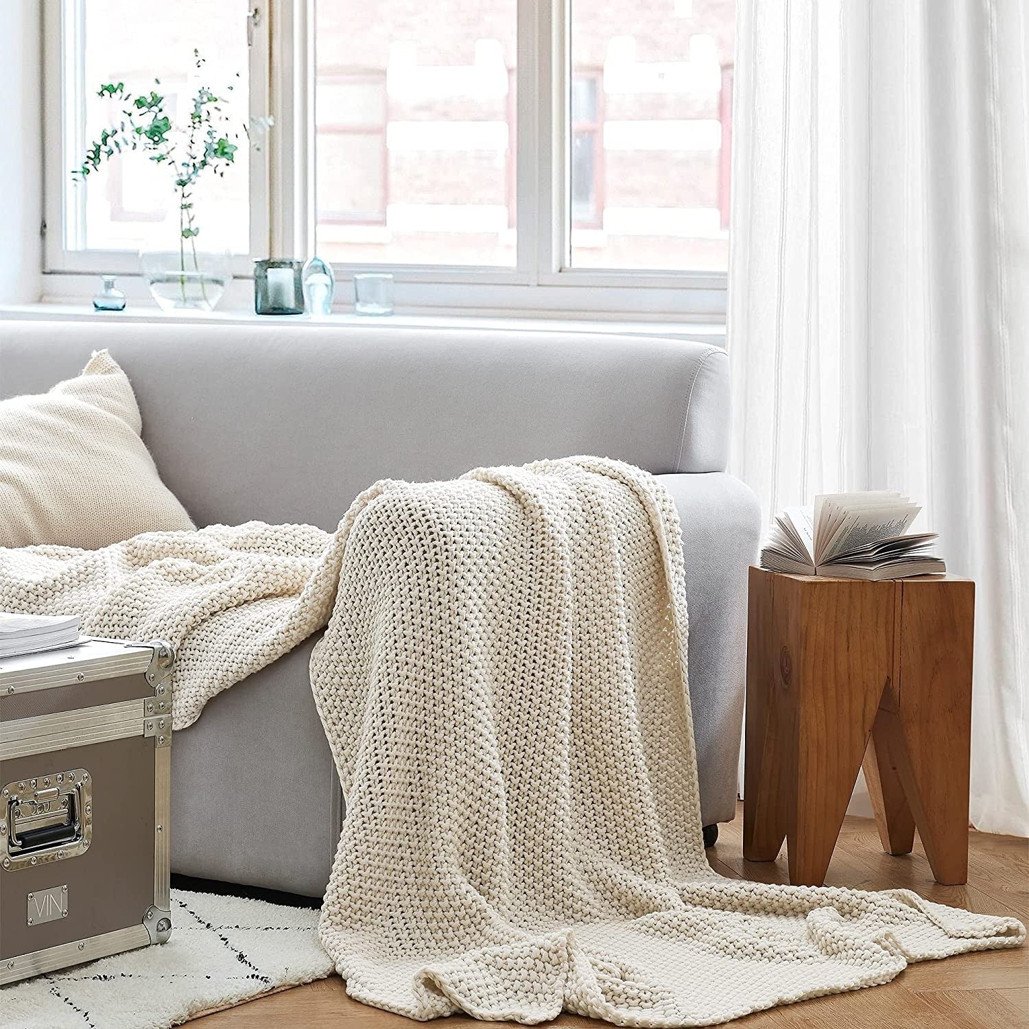 Cozy Potato Waffled Chunky Knit Throw Blanket