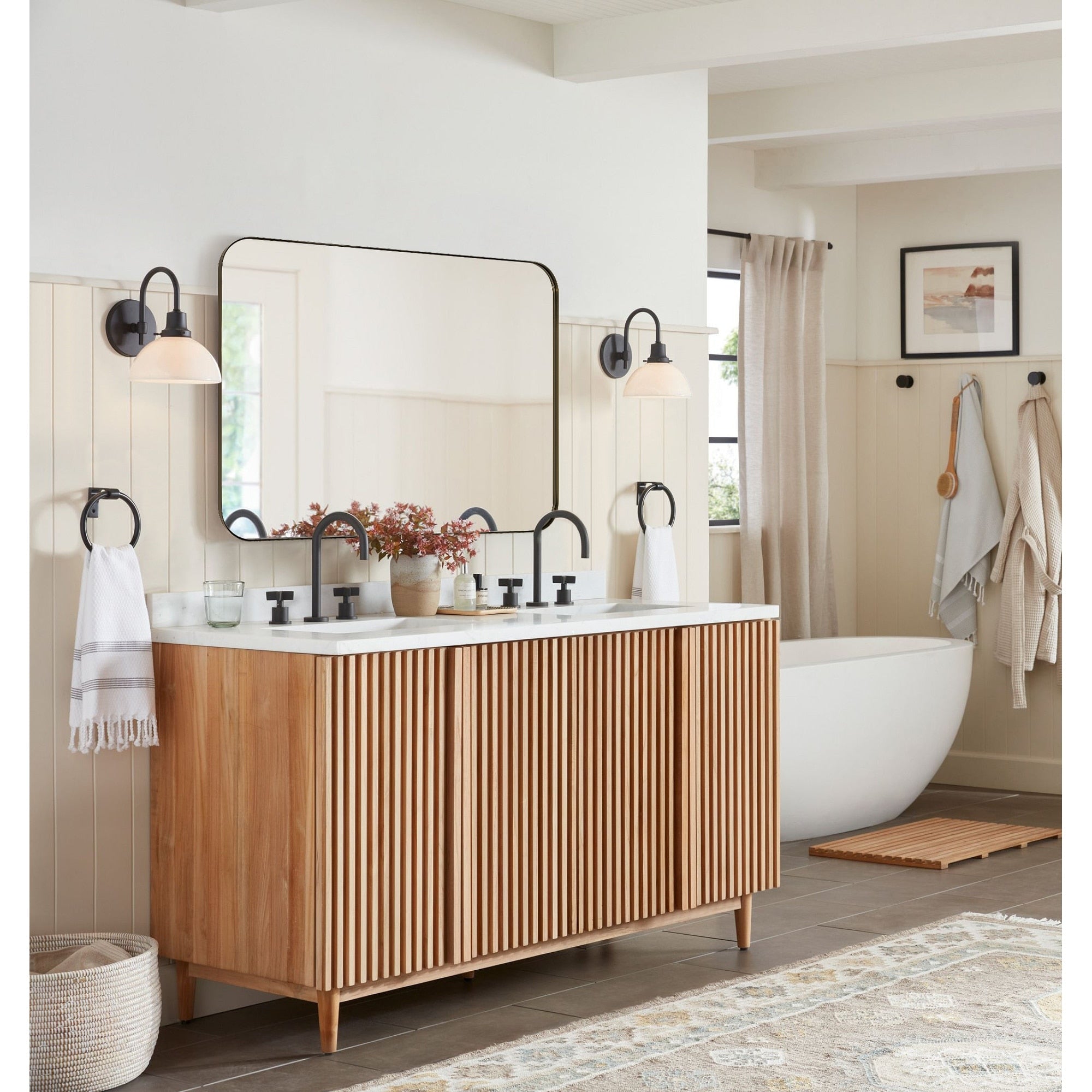 TEHOME Mid-Century Modern Chic Metal Rounded Wall Mirrors