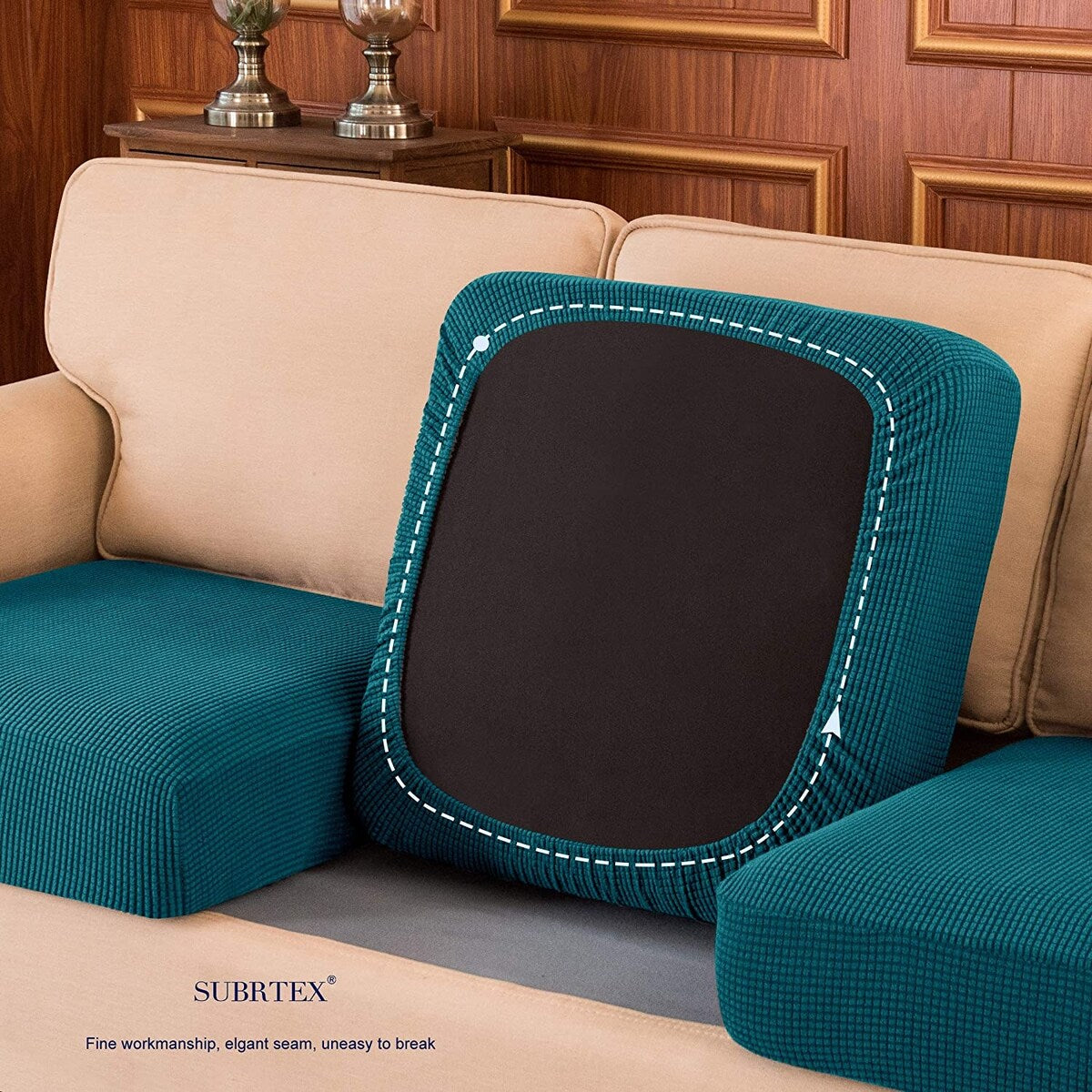 Subrtex 3-Piece Stretch Separate Sofa Cushion Cover Elastic Slipcover