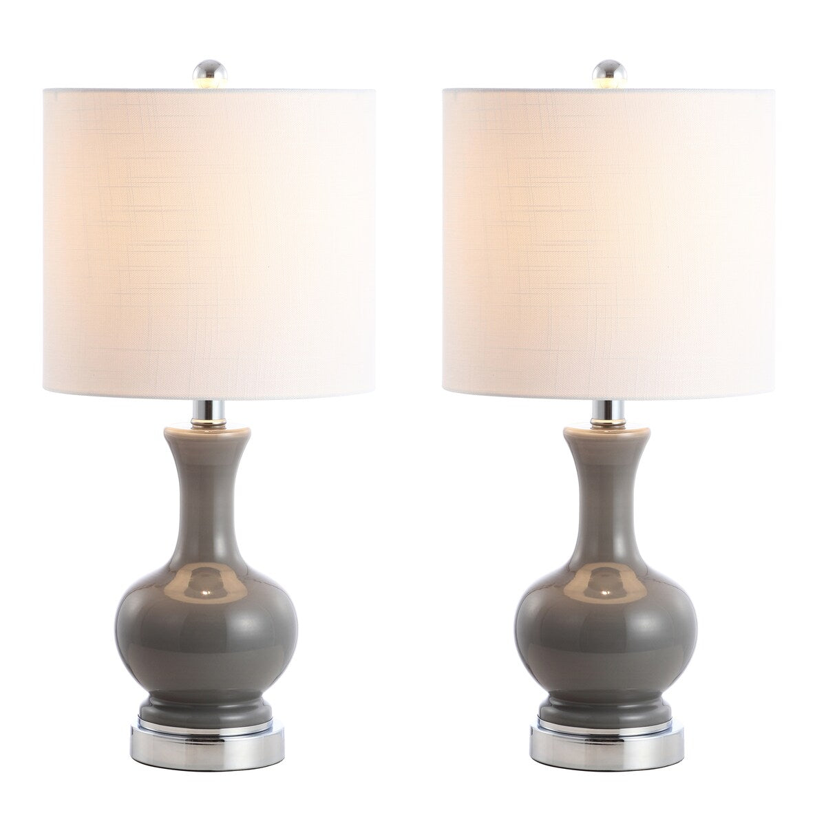 Vermont 22 Glass/Metal LED Table Lamp, White (Set of 2) by JONATHAN Y