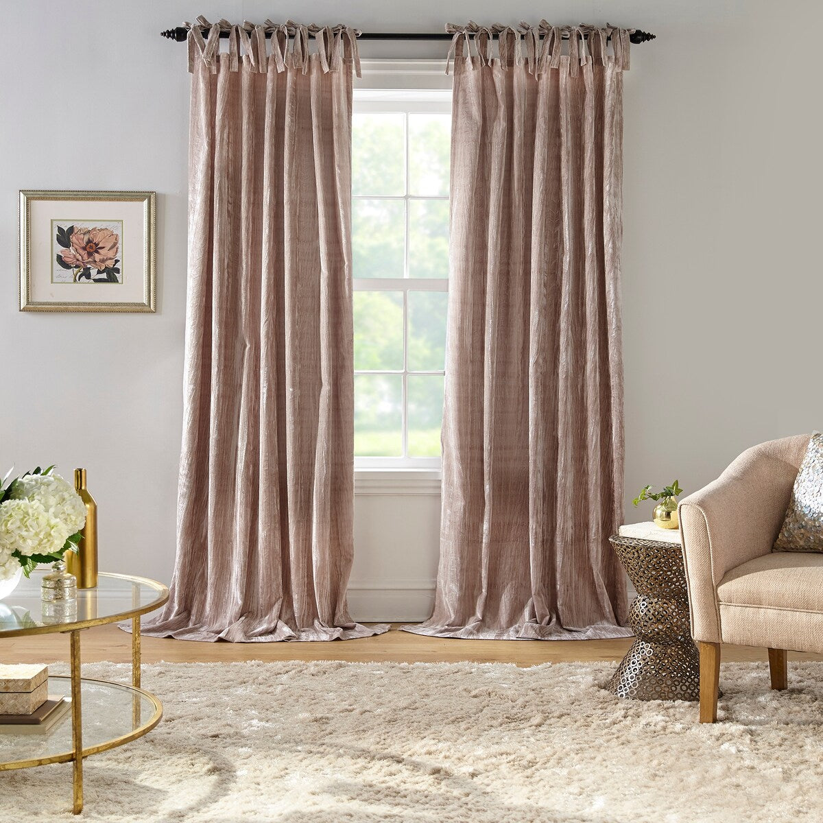 Korena Tie-Top Crushed Velvet Window Curtain