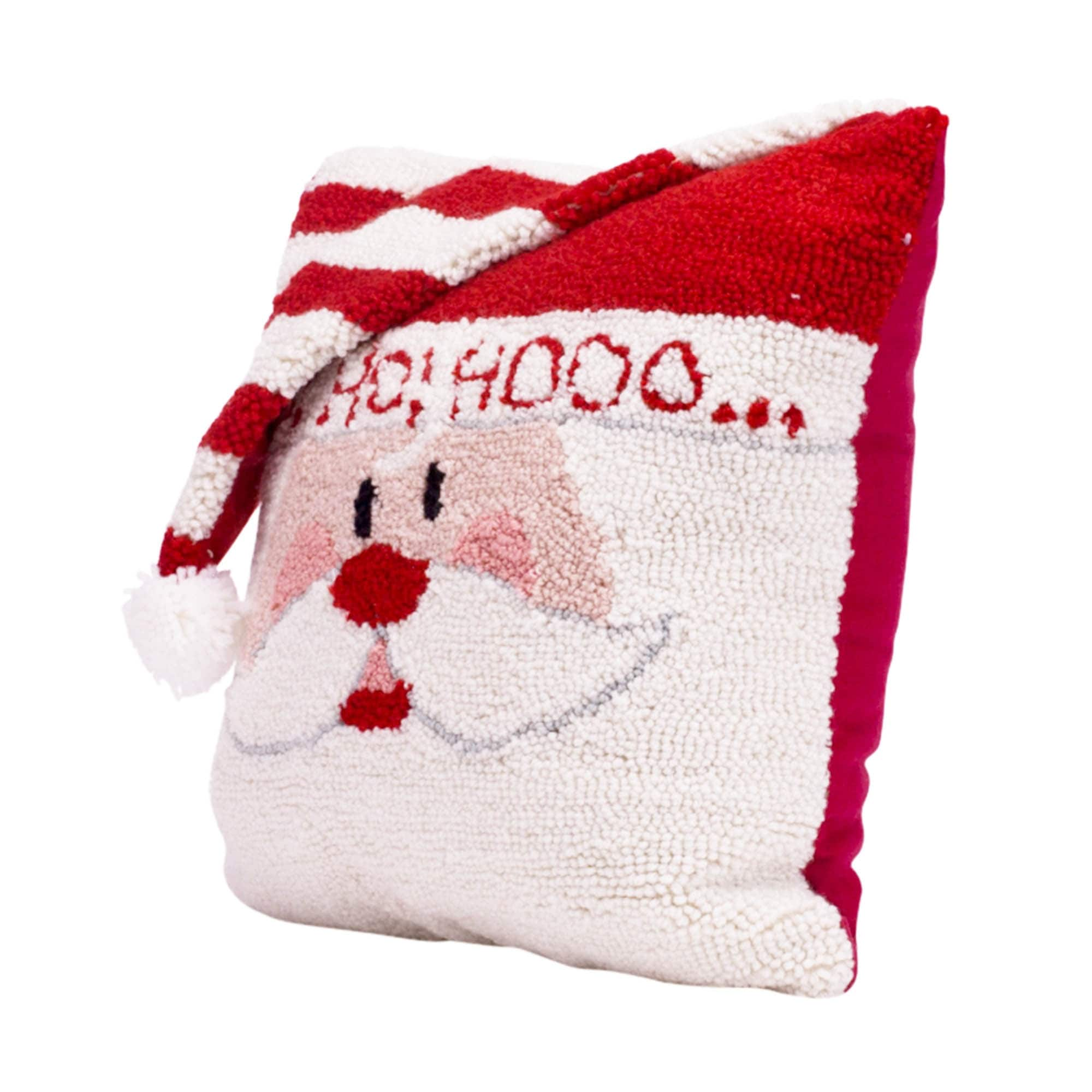 Glitzhome 14L Hooked 3D Santa Christmas Pillow Home Decor