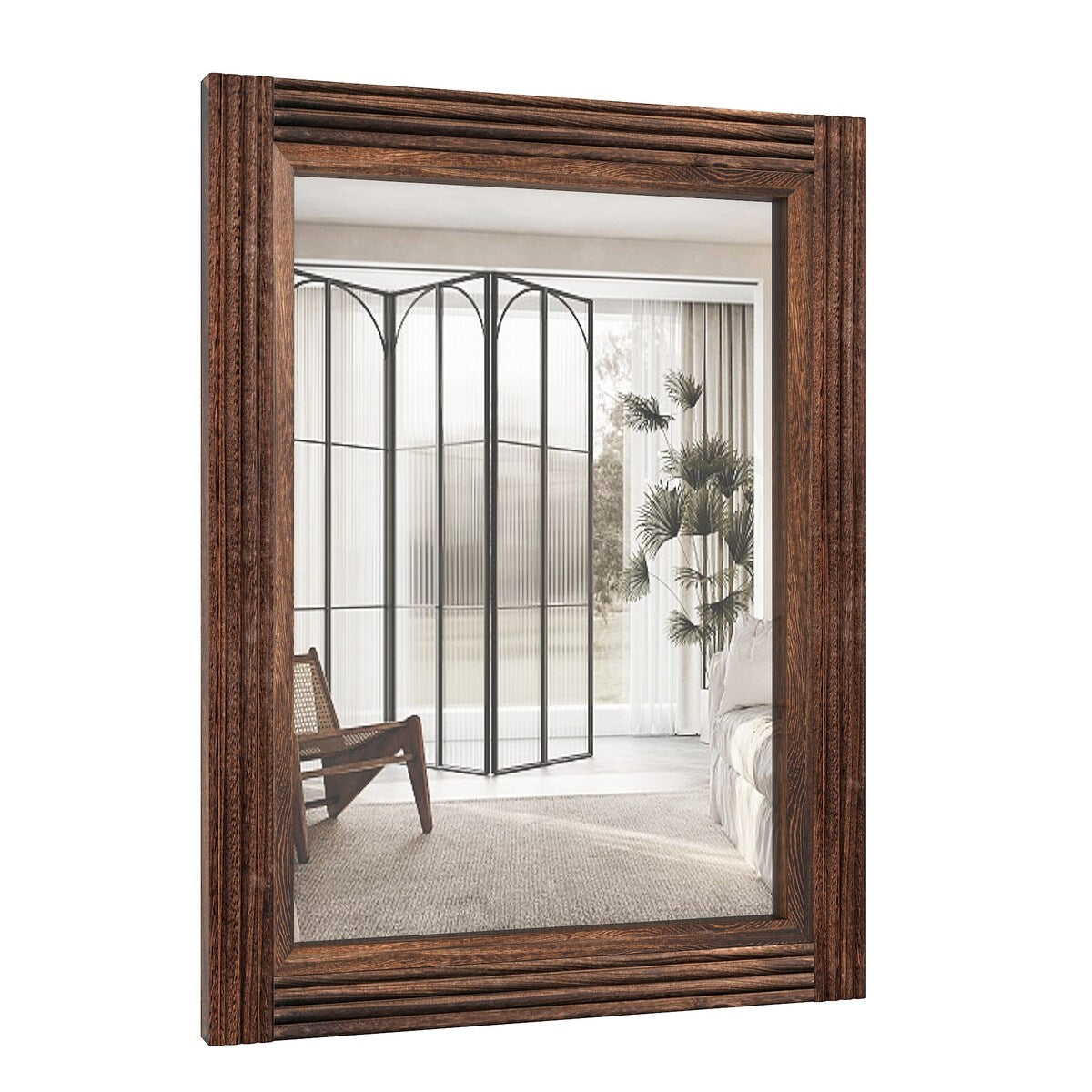 Solid Wood Frame Flat Bathroom Mirror