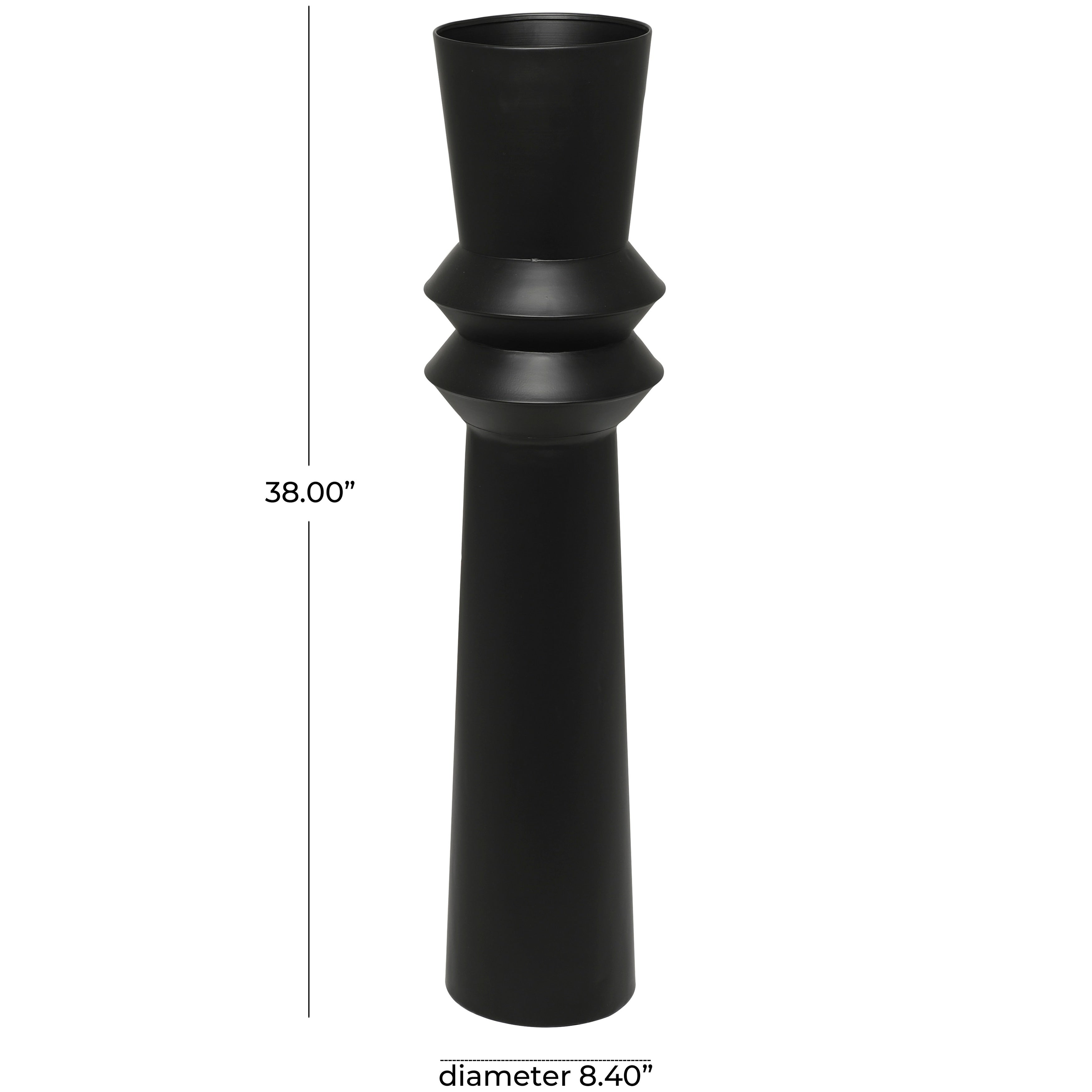 The Novogratz Black Metal Tall Art Deco Fluted Floor Vase