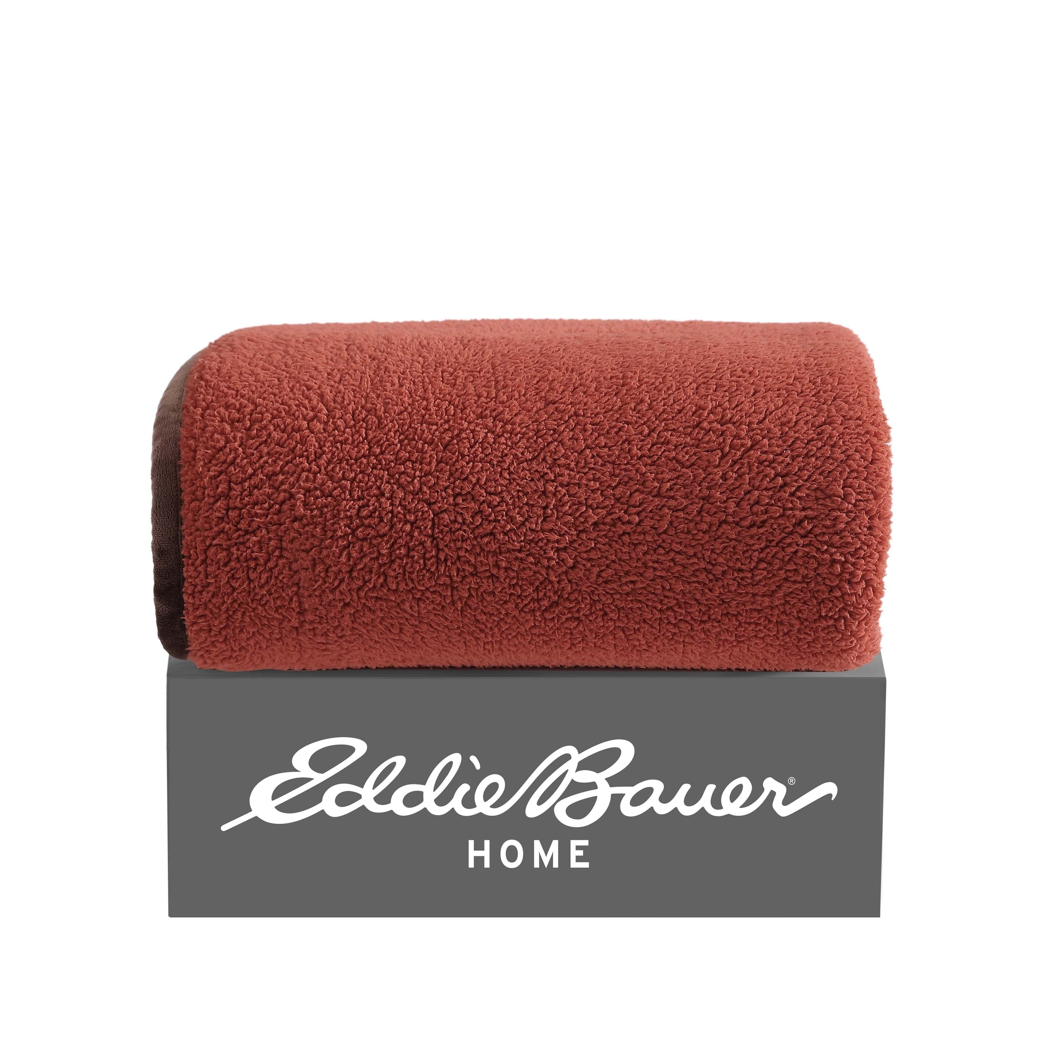 Eddie Bauer Bi Colored Sherpa Reversible Throw Blanket