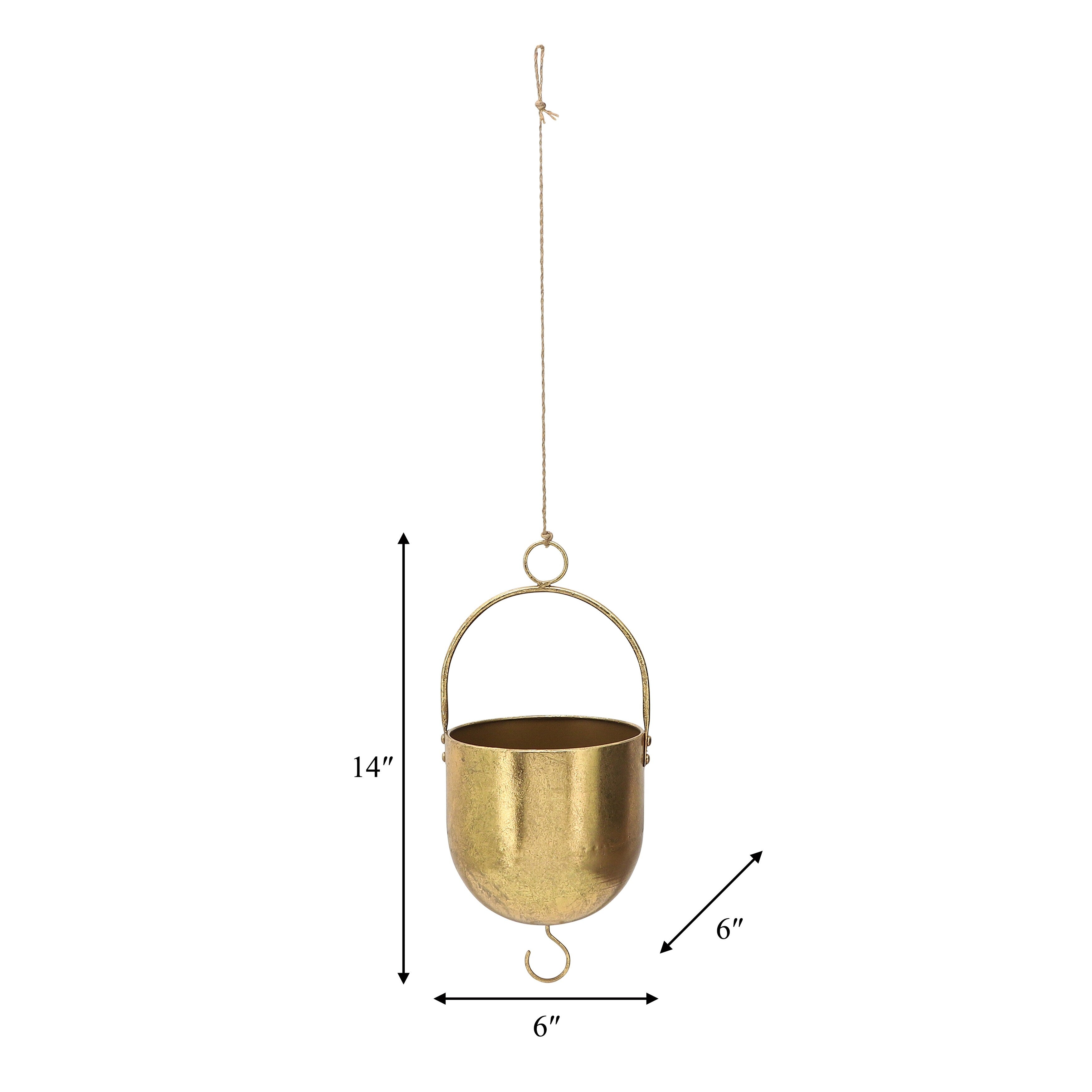 Sagebrook Home Hanging Planters Gold Gold Iron Planters for Indoor Plants or Outdoor Plants